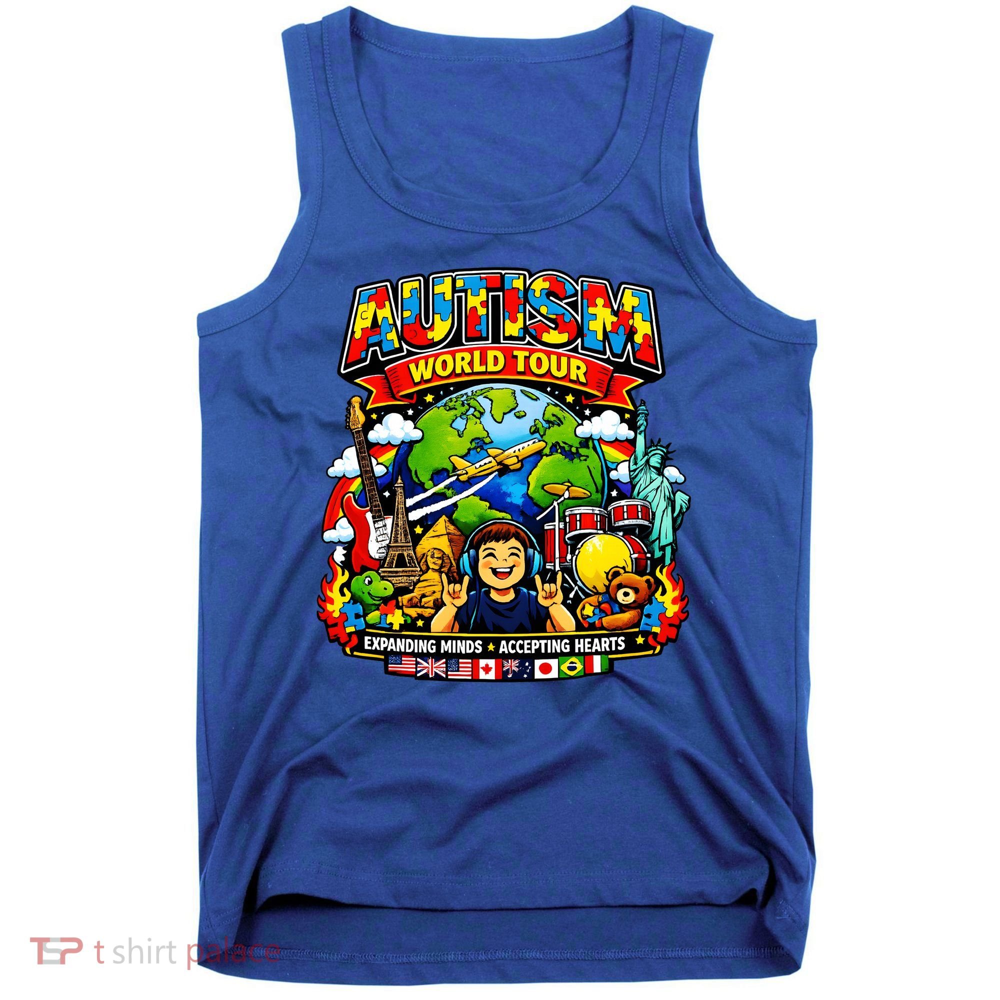 Autism World Tour Exapanding Minds Acepting Hearts Tank Top