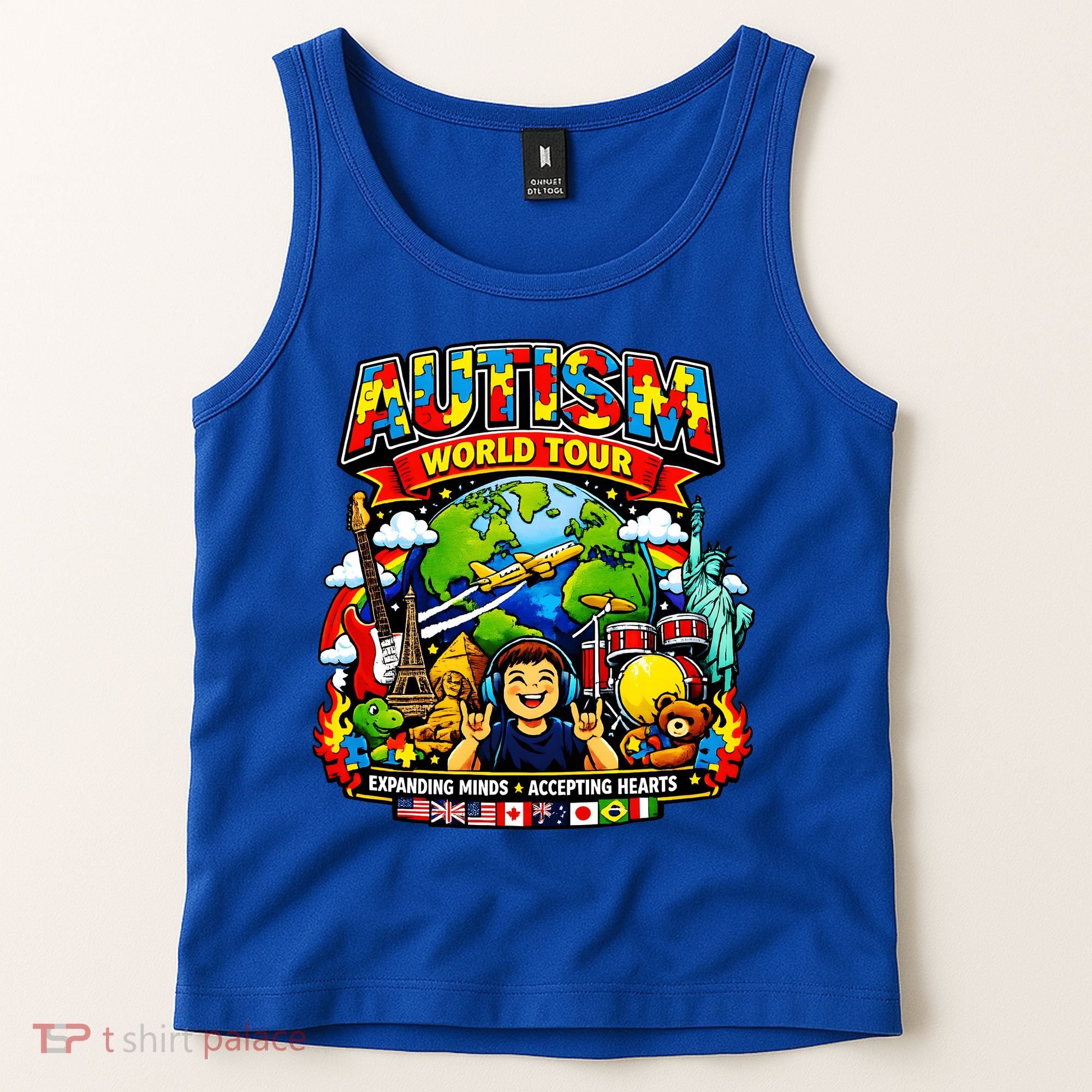 Autism World Tour Exapanding Minds Acepting Hearts Tank Top