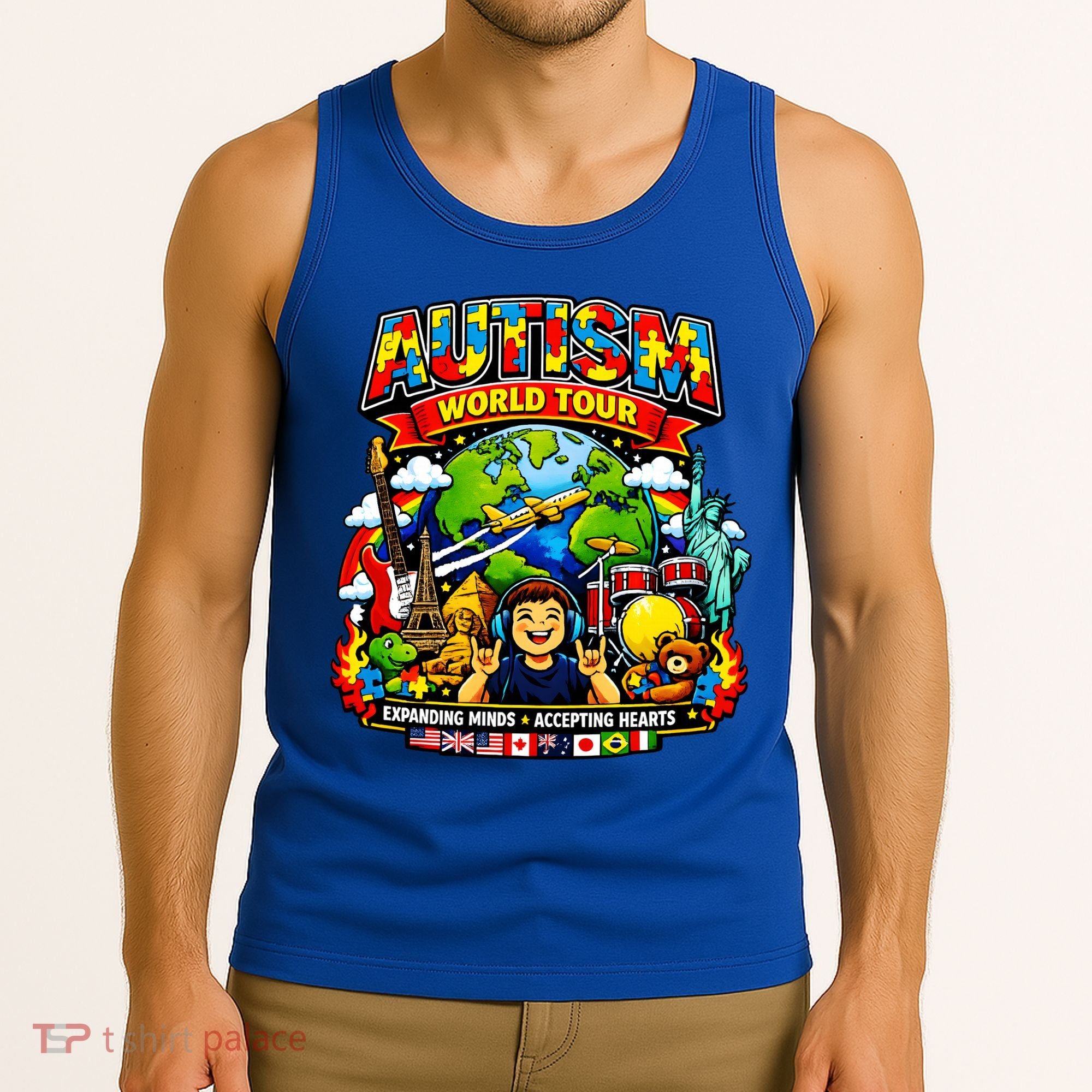 Autism World Tour Exapanding Minds Acepting Hearts Tank Top