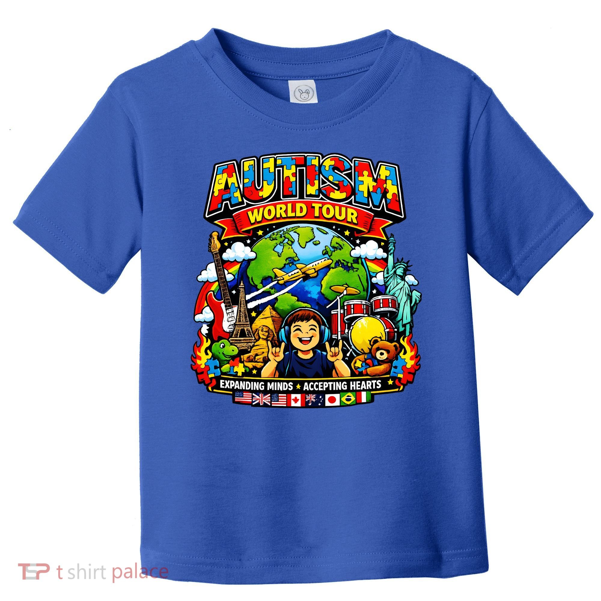 Autism World Tour Exapanding Minds Acepting Hearts Toddler T-Shirt
