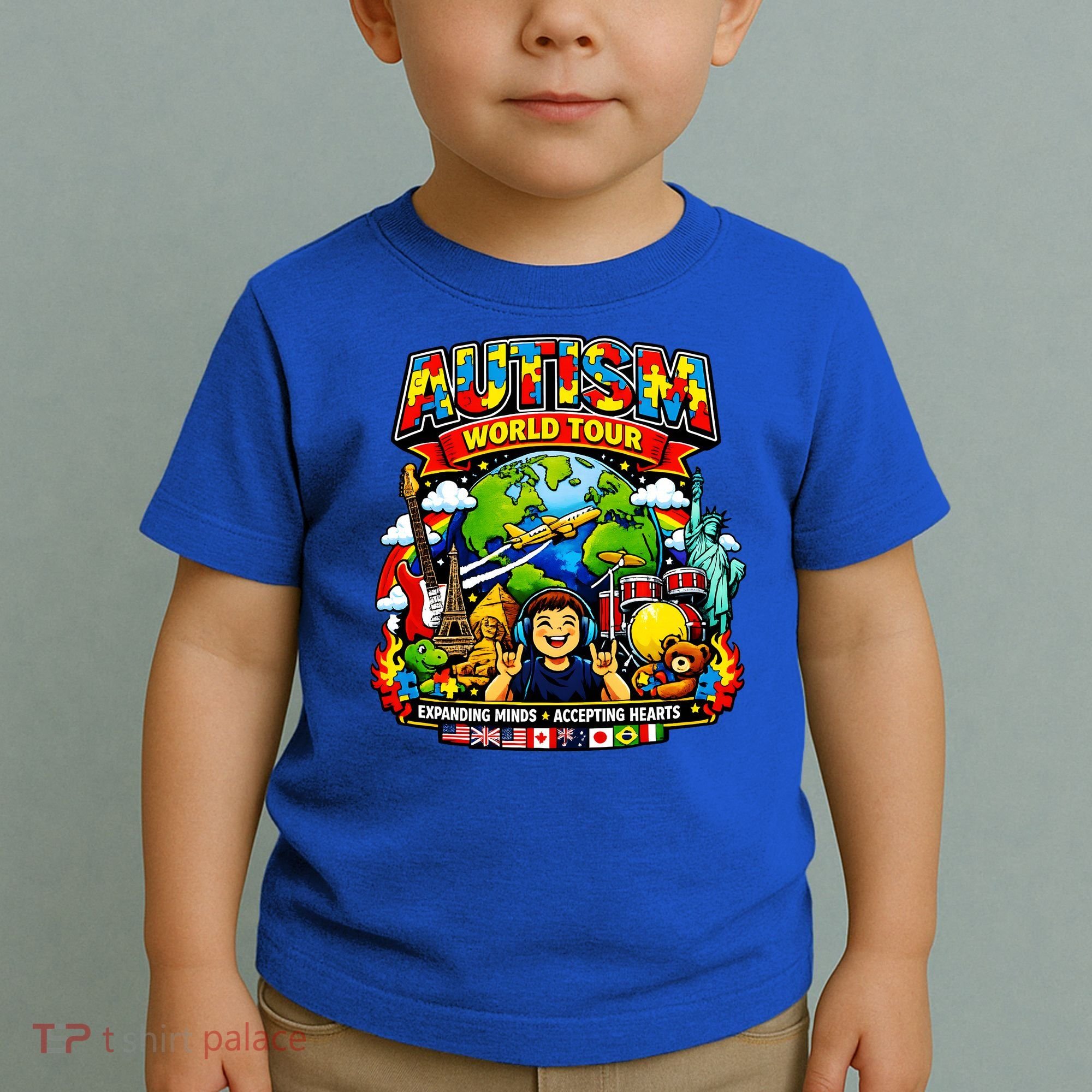 Autism World Tour Exapanding Minds Acepting Hearts Toddler T-Shirt