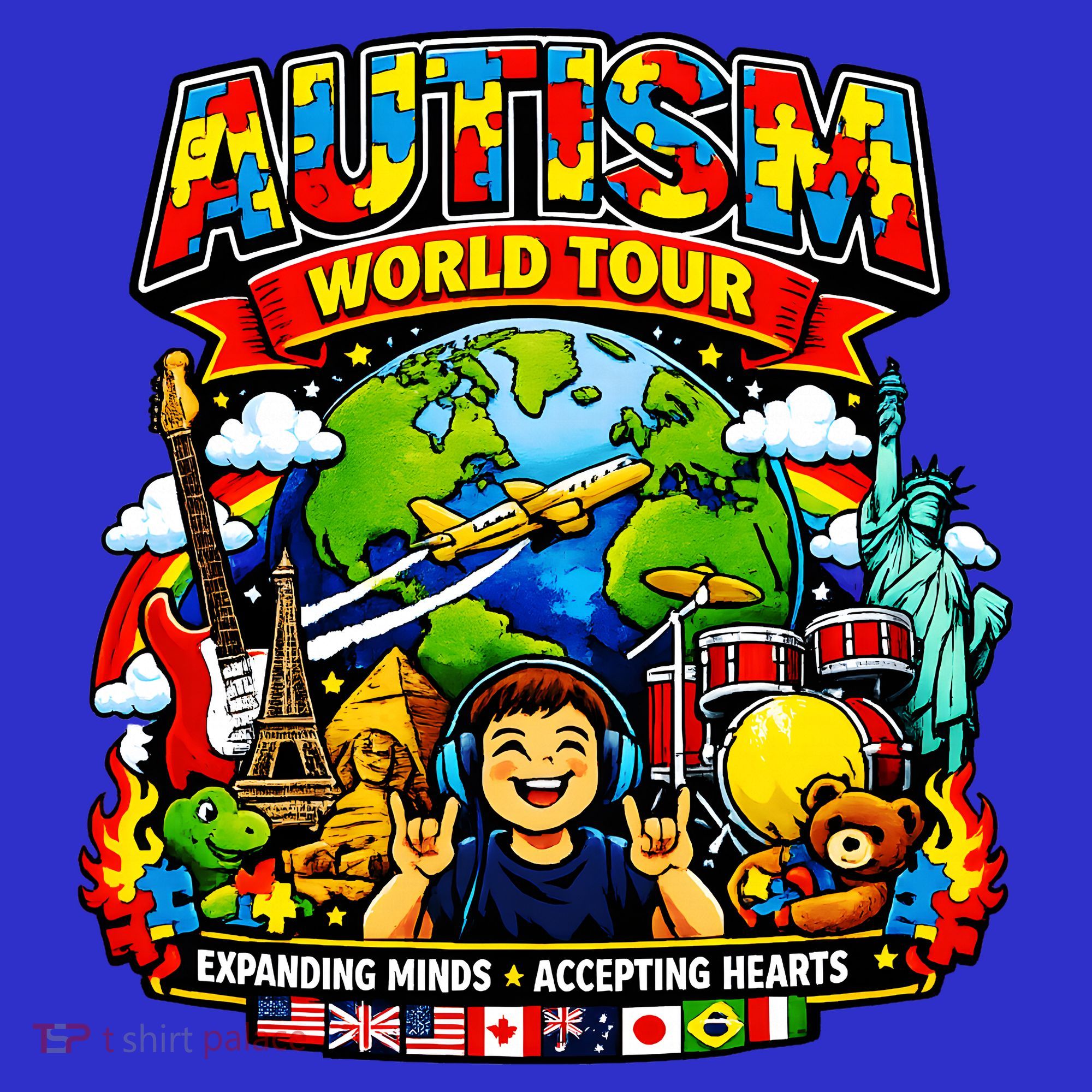 Autism World Tour Exapanding Minds Acepting Hearts Kids Sweatshirt