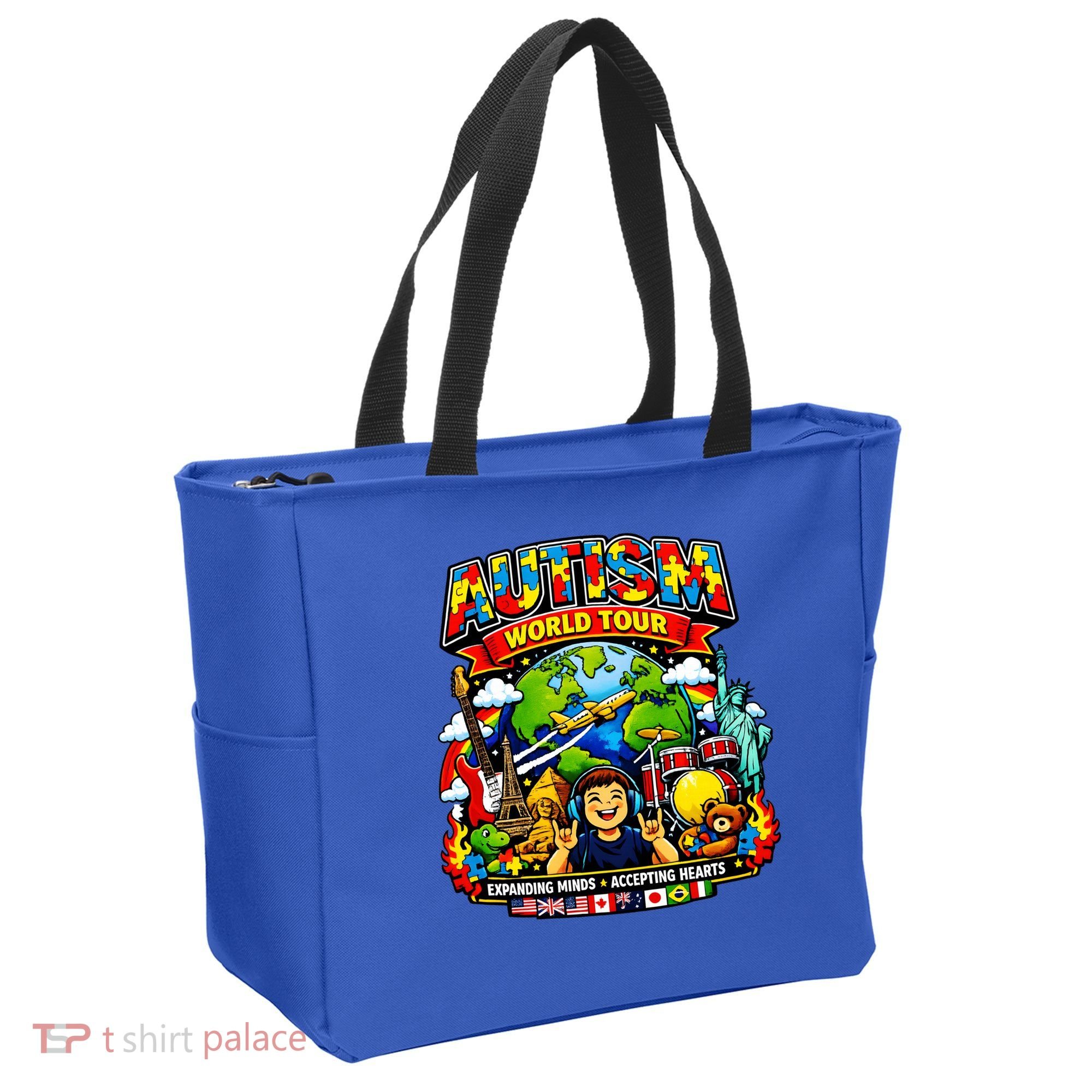 Autism World Tour Exapanding Minds Acepting Hearts Tote Bag