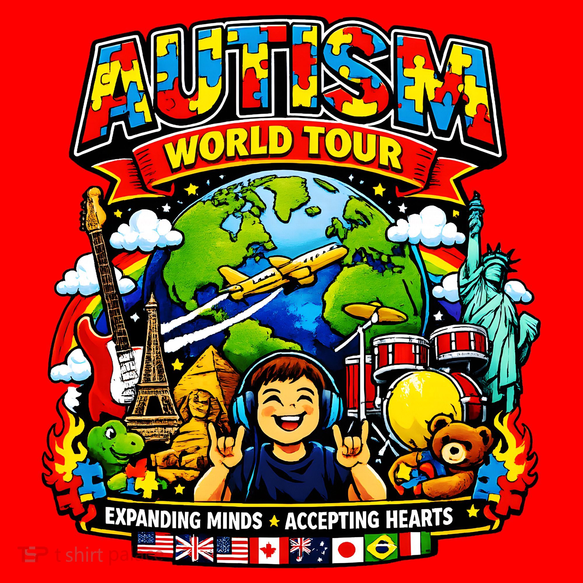 Autism World Tour Exapanding Minds Acepting Hearts Santa Hat