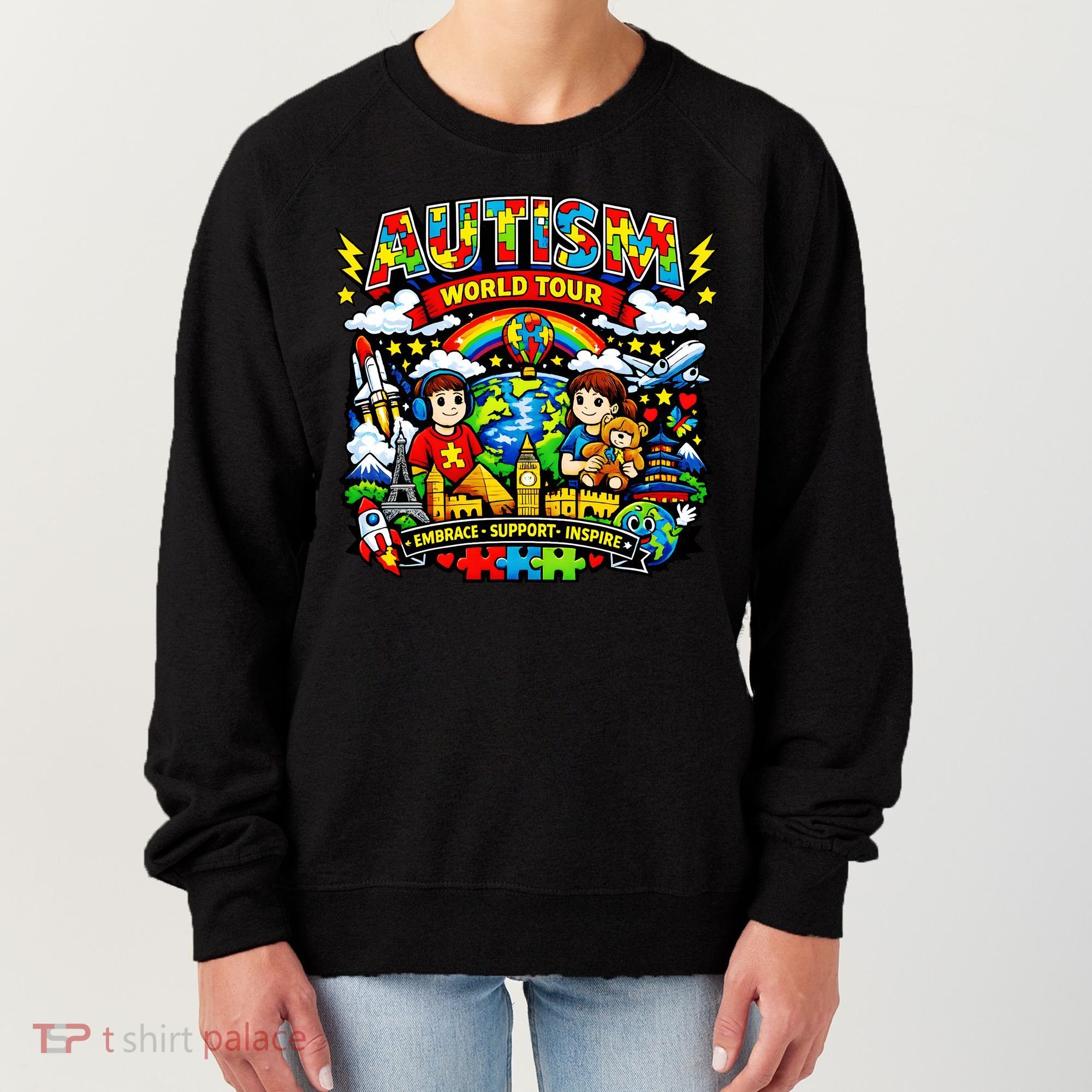 Autism World Tour Embrace Support Inspire Women's Sweatshirt