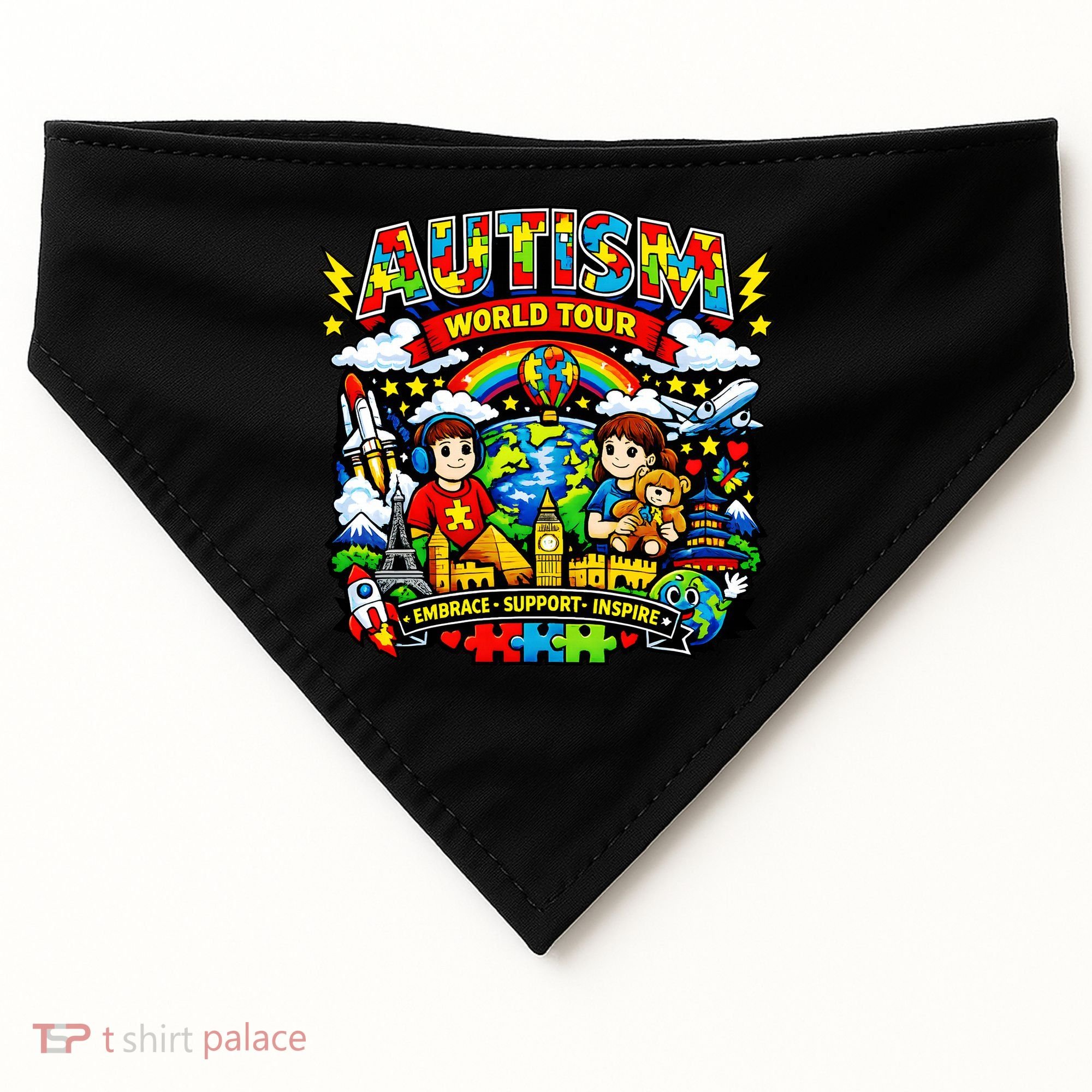 Autism World Tour Embrace Support Inspire USA-Made Doggie Bandana