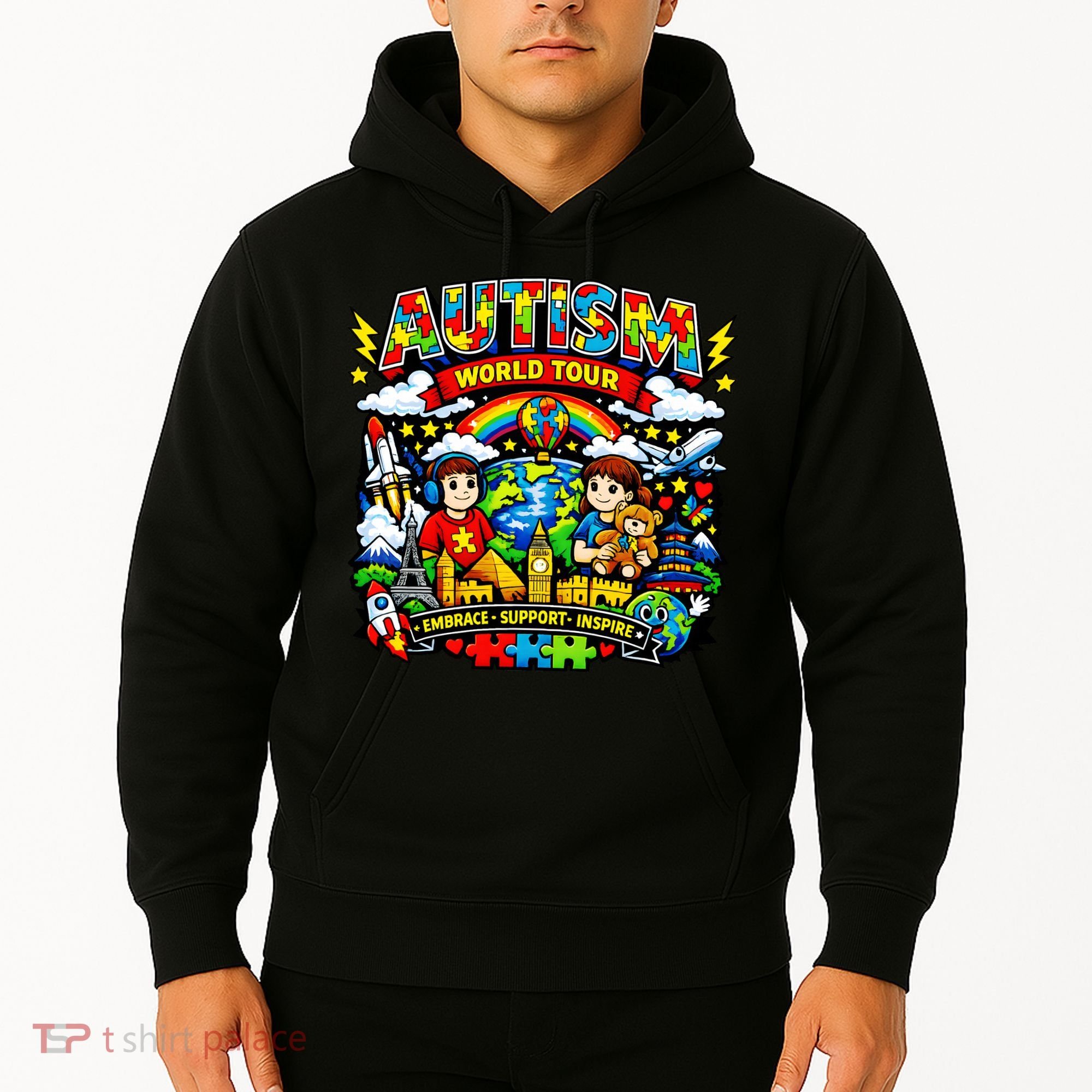 Autism World Tour Embrace Support Inspire Hoodie