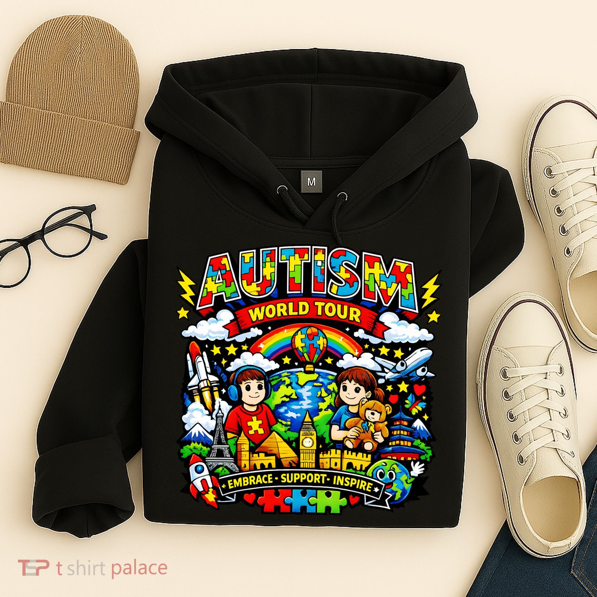 Autism World Tour Embrace Support Inspire Hoodie