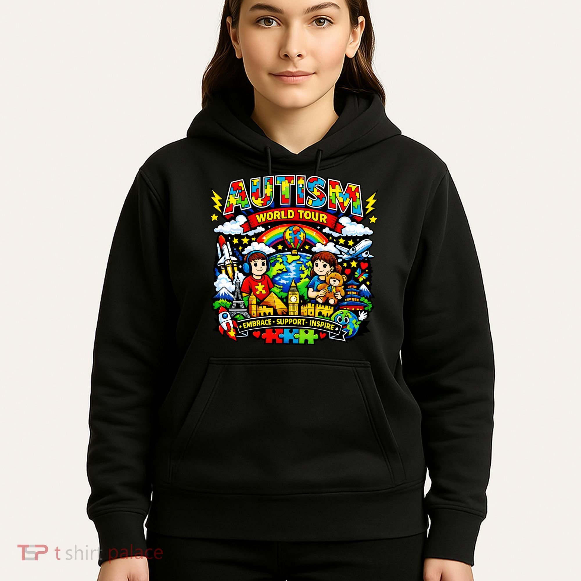 Autism World Tour Embrace Support Inspire Hoodie