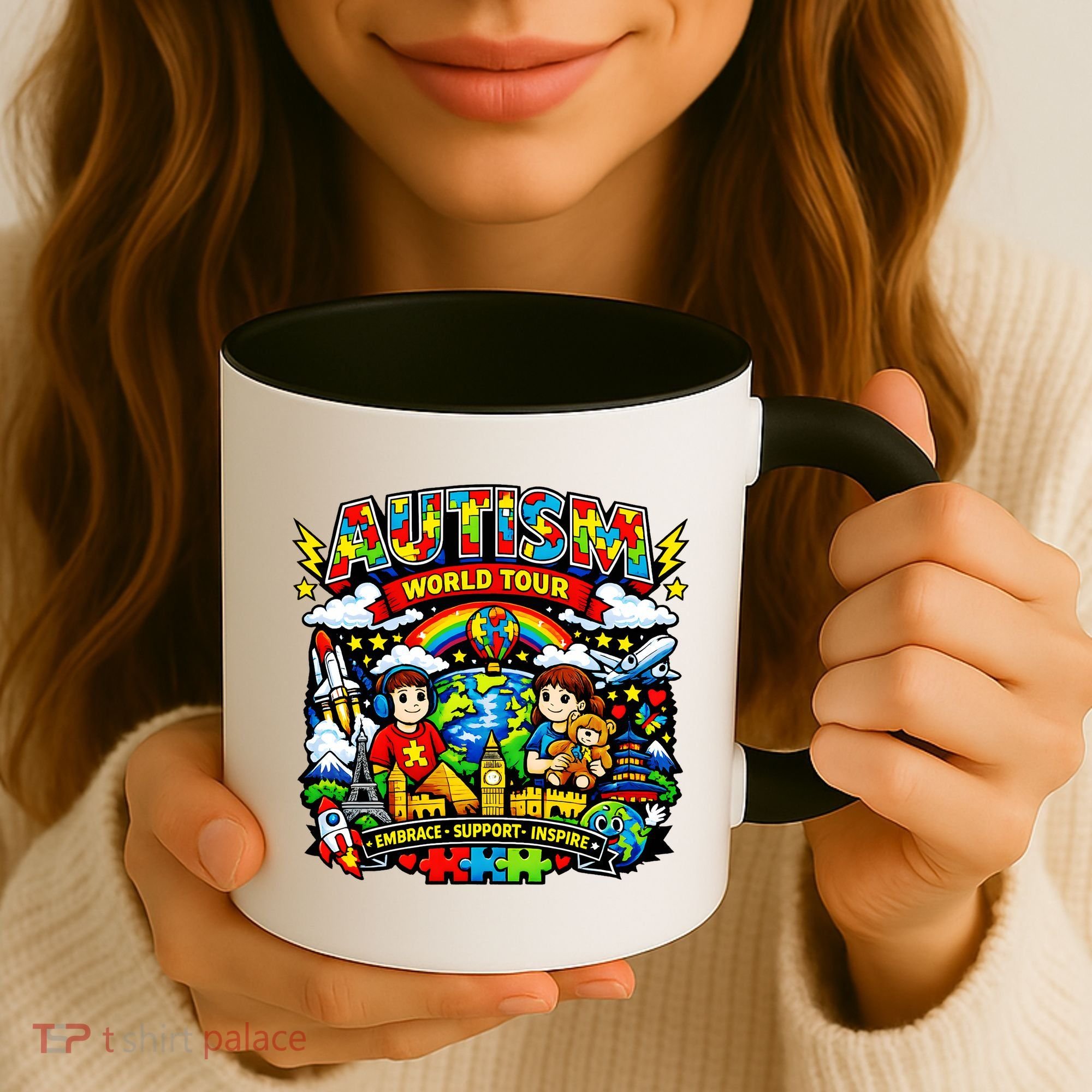 Autism World Tour Embrace Support Inspire Coffee Mug