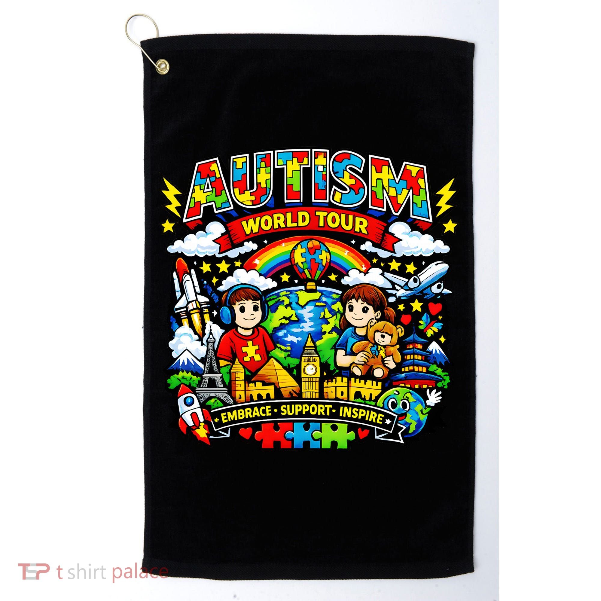 Autism World Tour Embrace Support Inspire Golf Towel