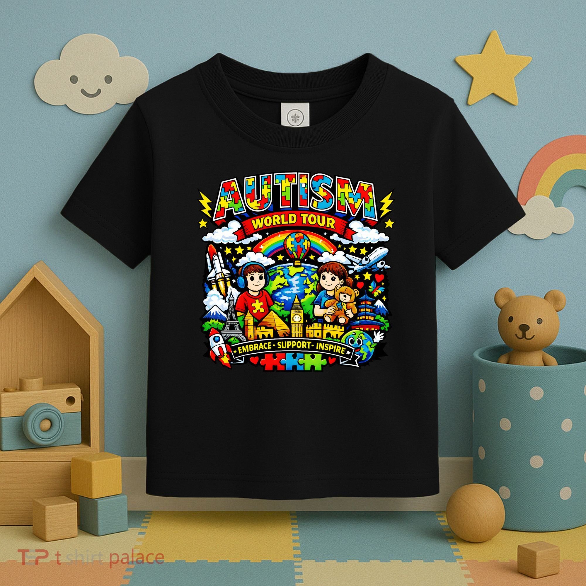 Autism World Tour Embrace Support Inspire Toddler T-Shirt