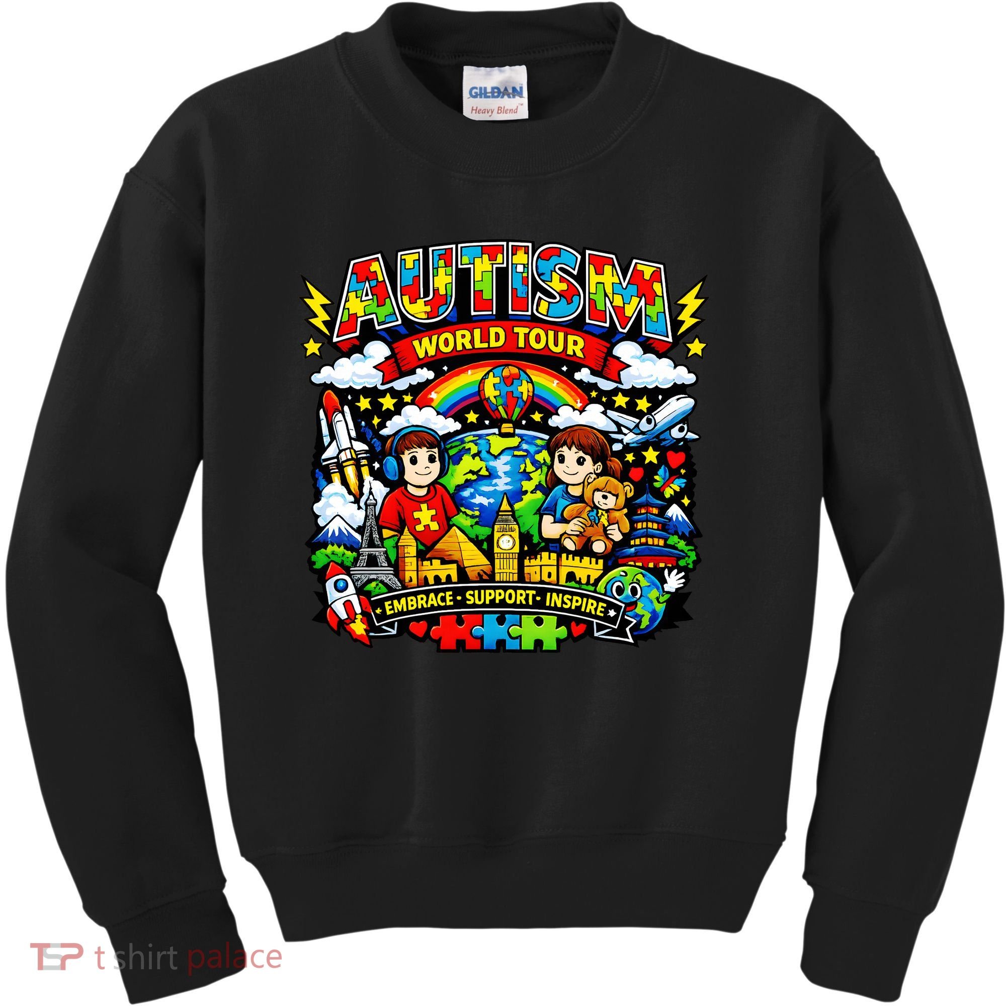 Autism World Tour Embrace Support Inspire Kids Sweatshirt