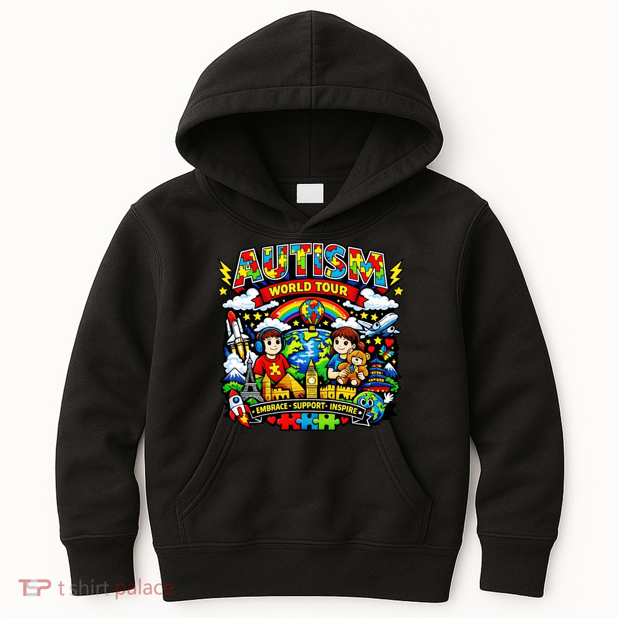 Autism World Tour Embrace Support Inspire Kids Hoodie