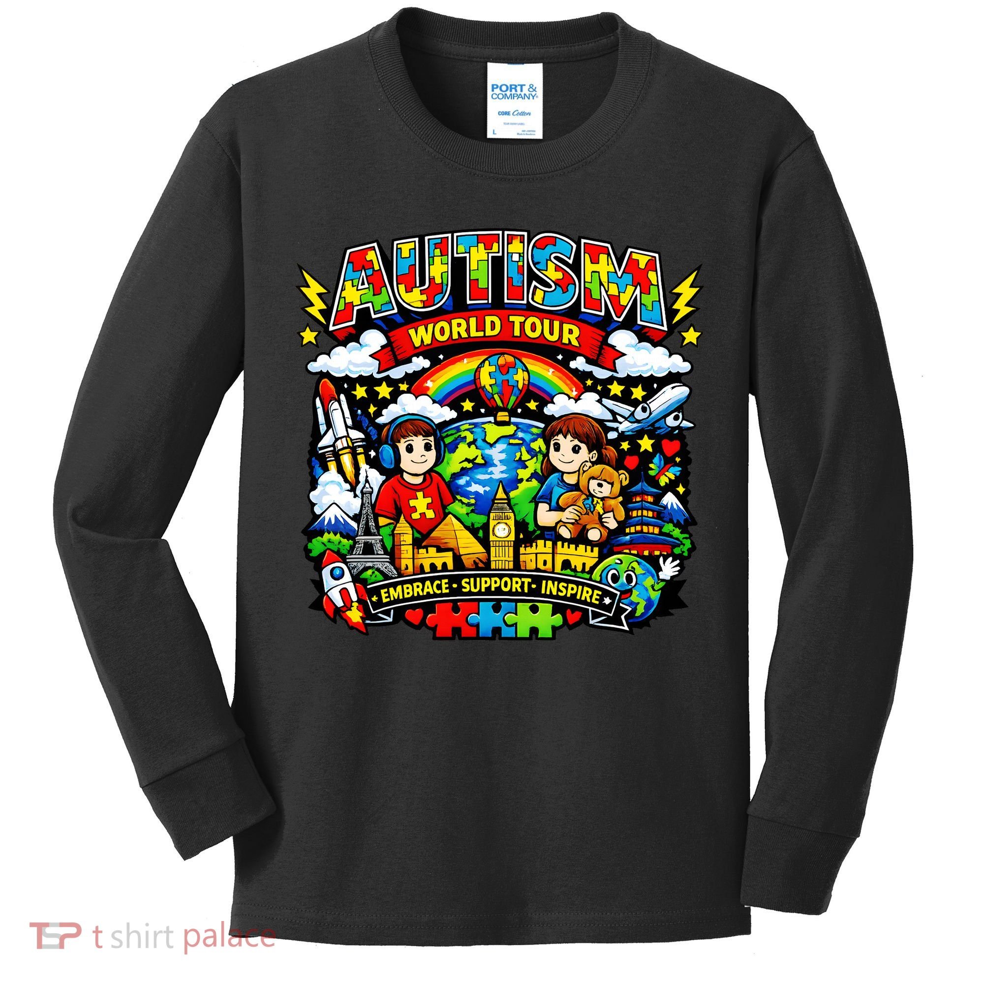 Autism World Tour Embrace Support Inspire Kids Long Sleeve Shirt