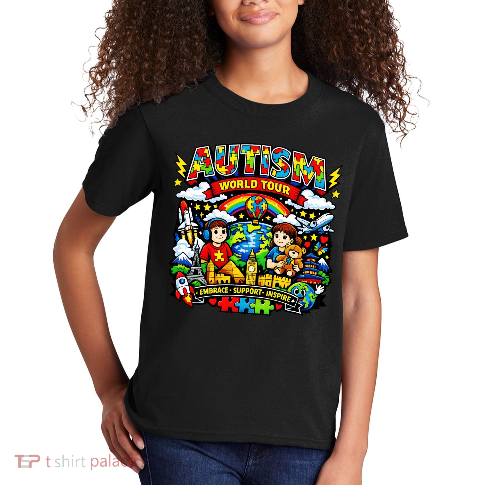 Autism World Tour Embrace Support Inspire Kids T-Shirt