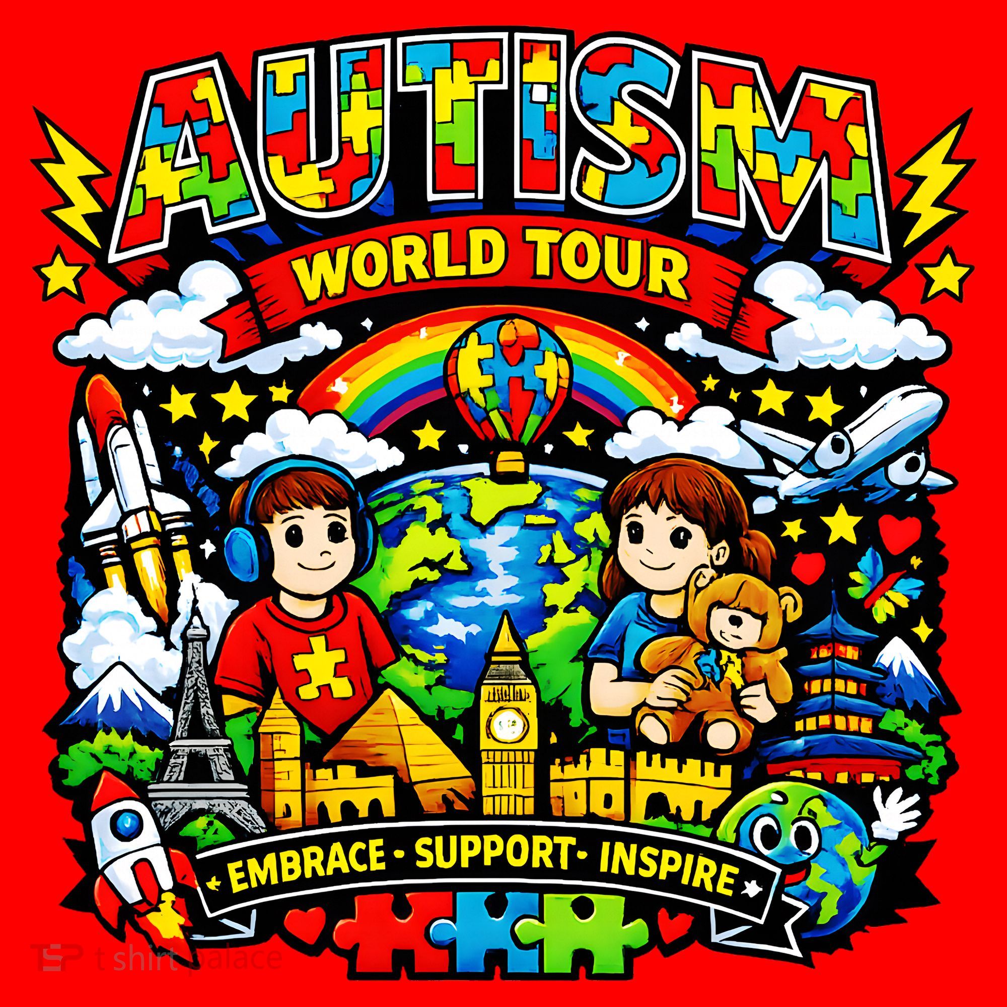 Autism World Tour Embrace Support Inspire Santa Hat