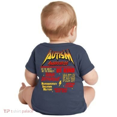 Autism World Tour Front And Back Baby Bodysuit back