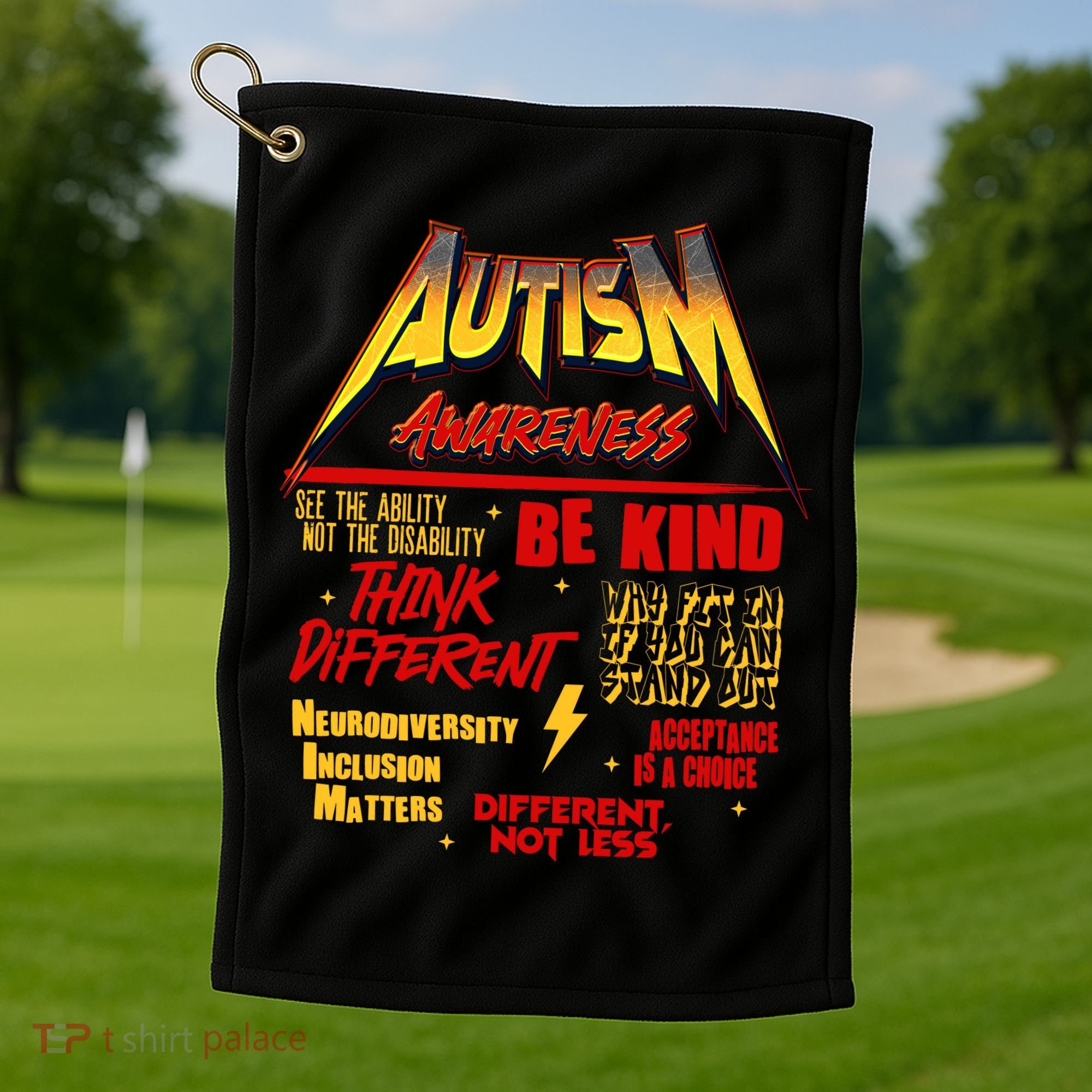 Autism World Tour Concert Be Kind Think Different Golf Towel