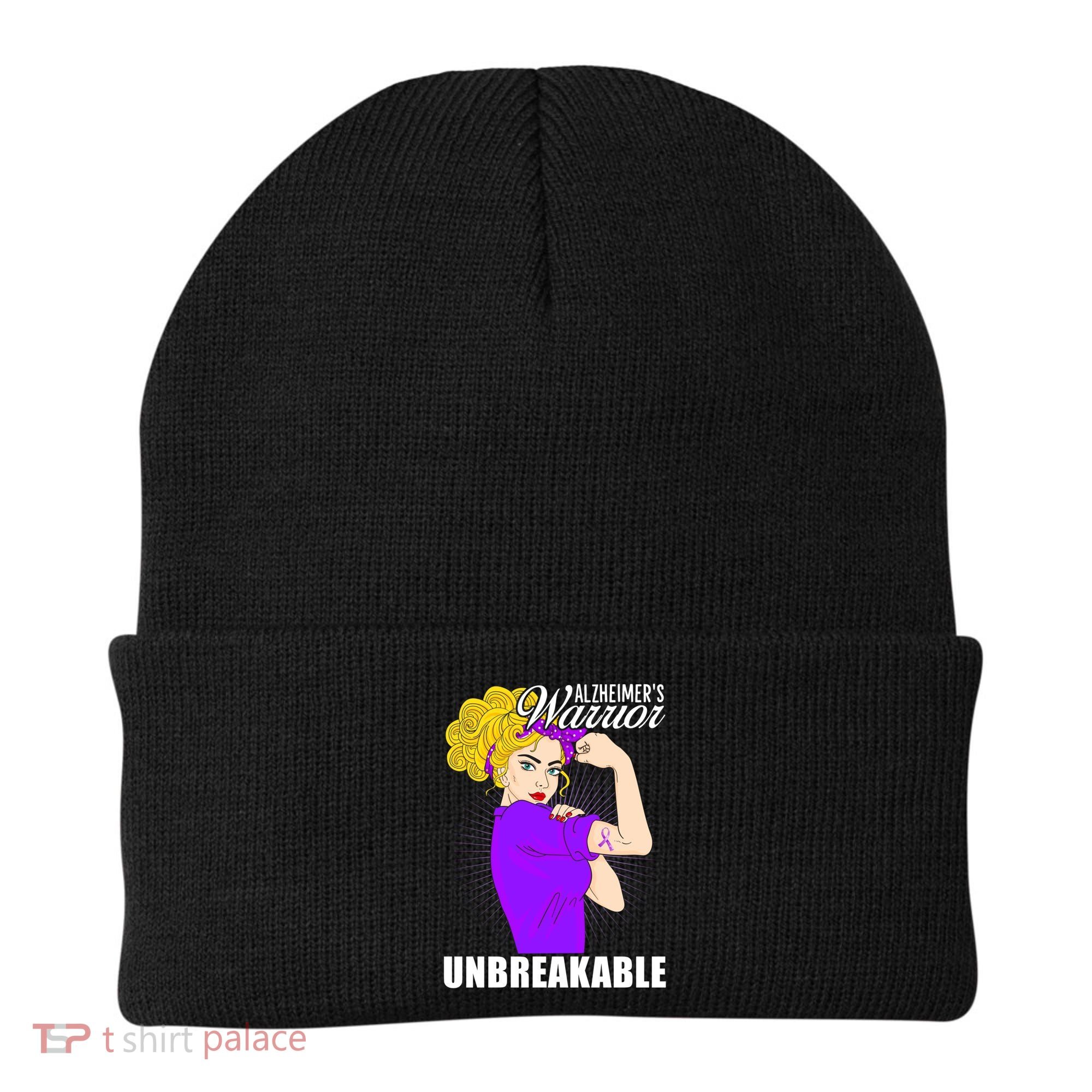 Alzheimers Warrior Unbreakable Cute Gift Alzheimer's Awareness Funny Gift Beanie