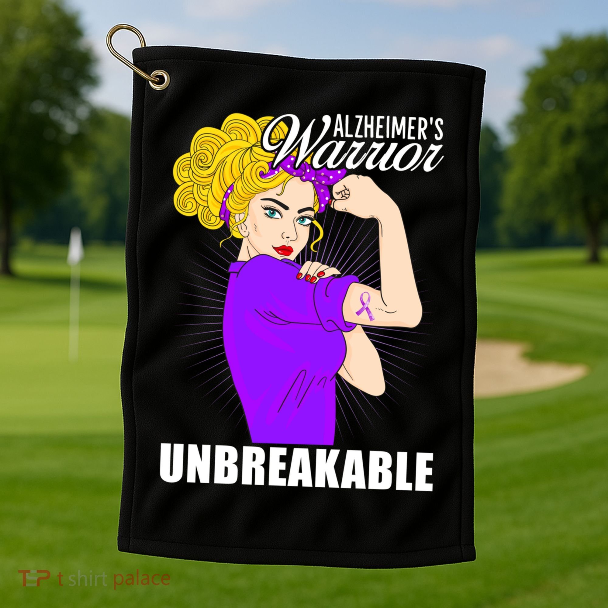 Alzheimers Warrior Unbreakable Cute Gift Alzheimer's Awareness Funny Gift Golf Towel