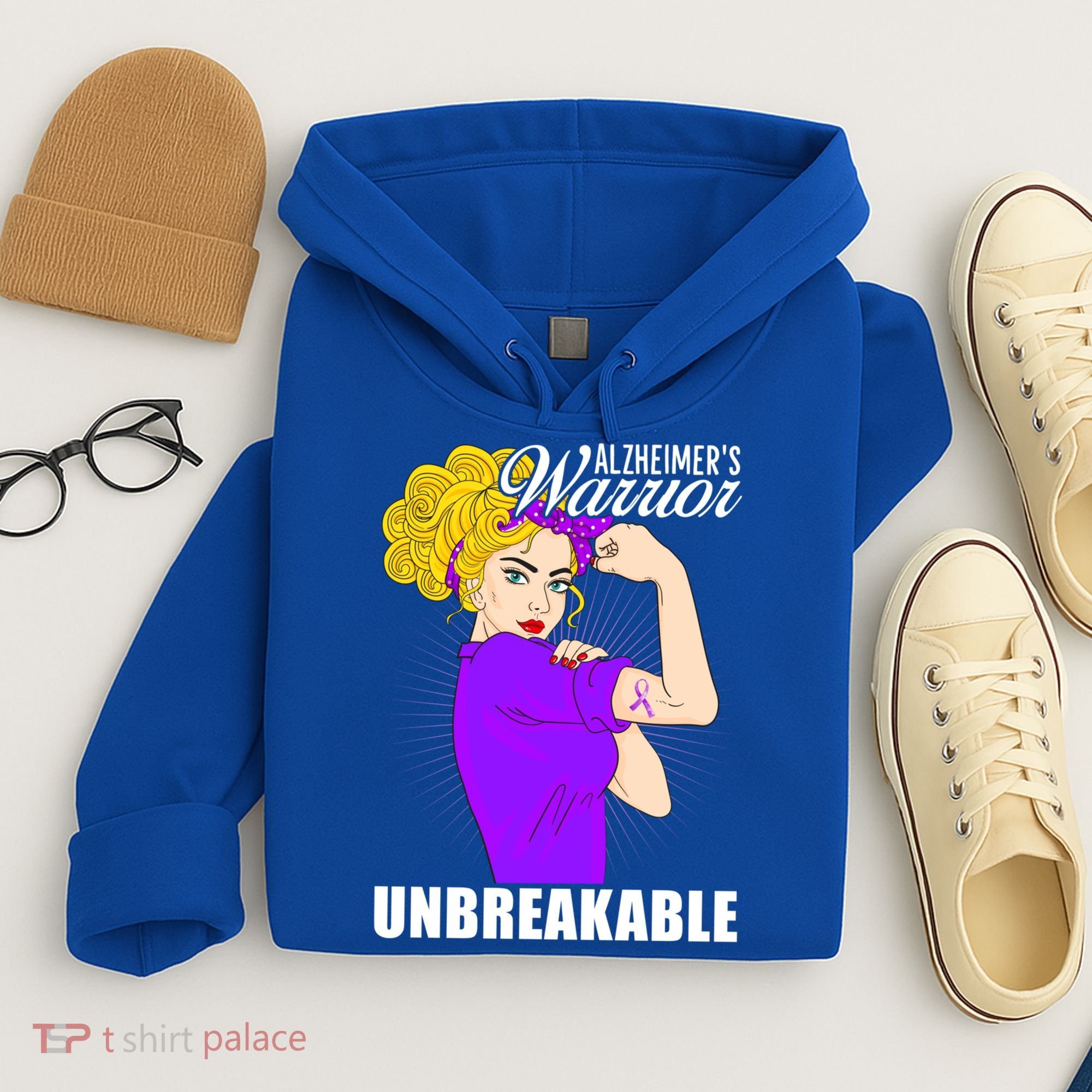 Alzheimers Warrior Unbreakable Cute Gift Alzheimer's Awareness Funny Gift Hoodie