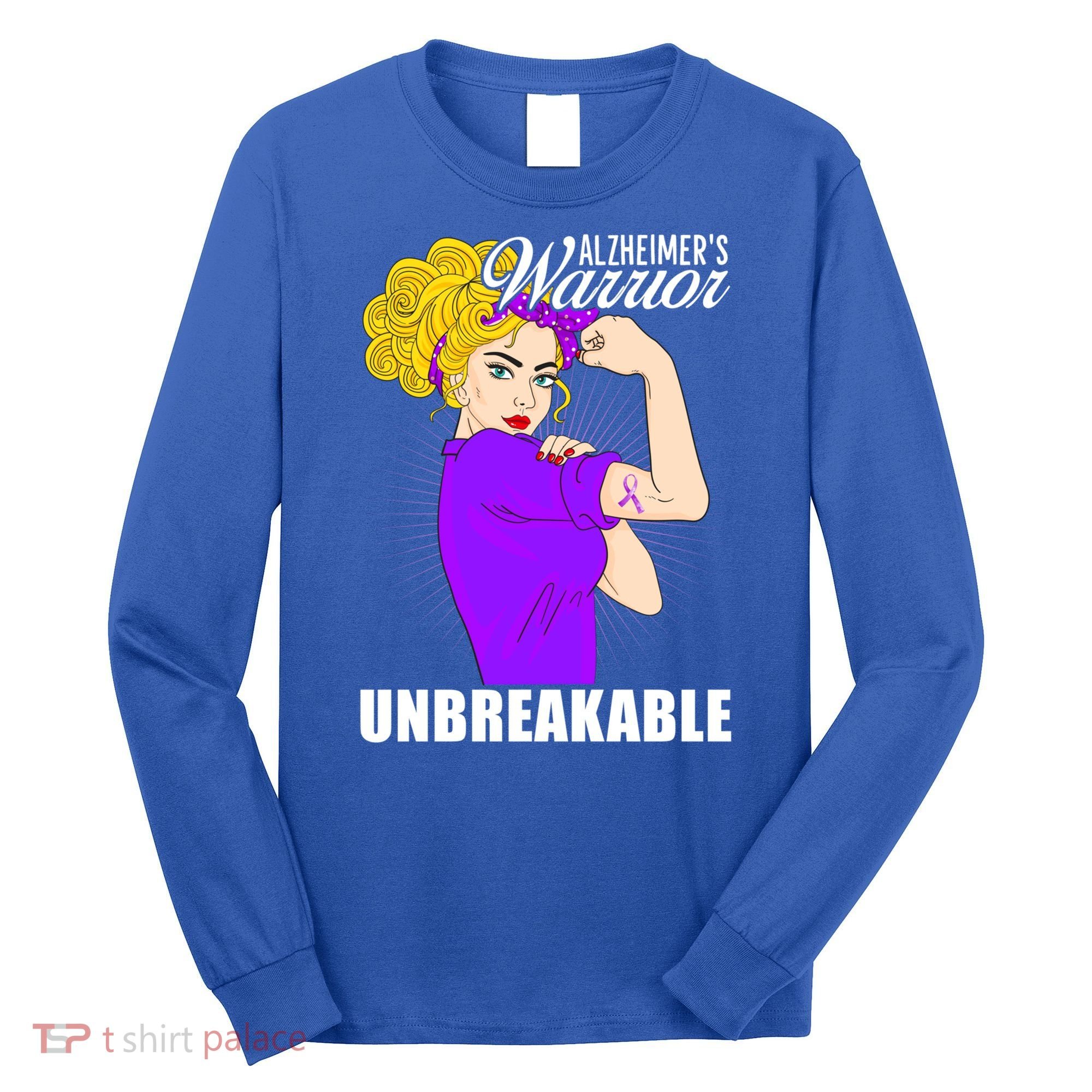 Alzheimers Warrior Unbreakable Cute Gift Alzheimer's Awareness Funny Gift Long Sleeve Shirt