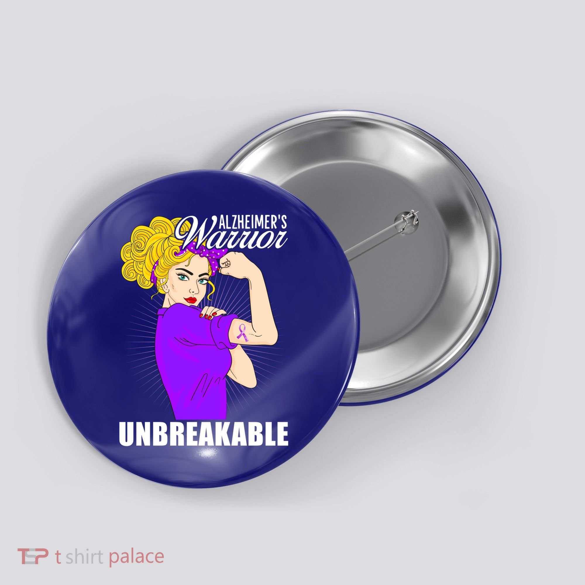 Alzheimers Warrior Unbreakable Cute Gift Alzheimer's Awareness Funny Gift Button