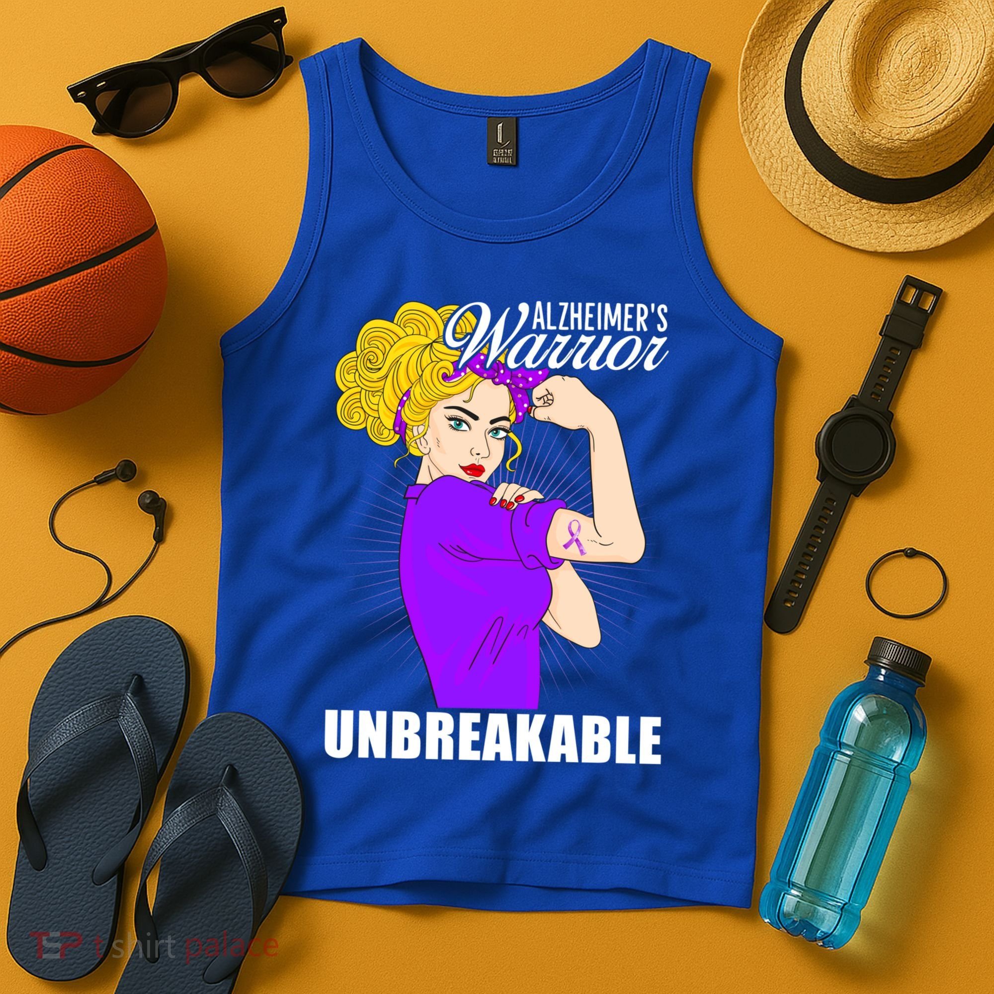 Alzheimers Warrior Unbreakable Cute Gift Alzheimer's Awareness Funny Gift Tank Top