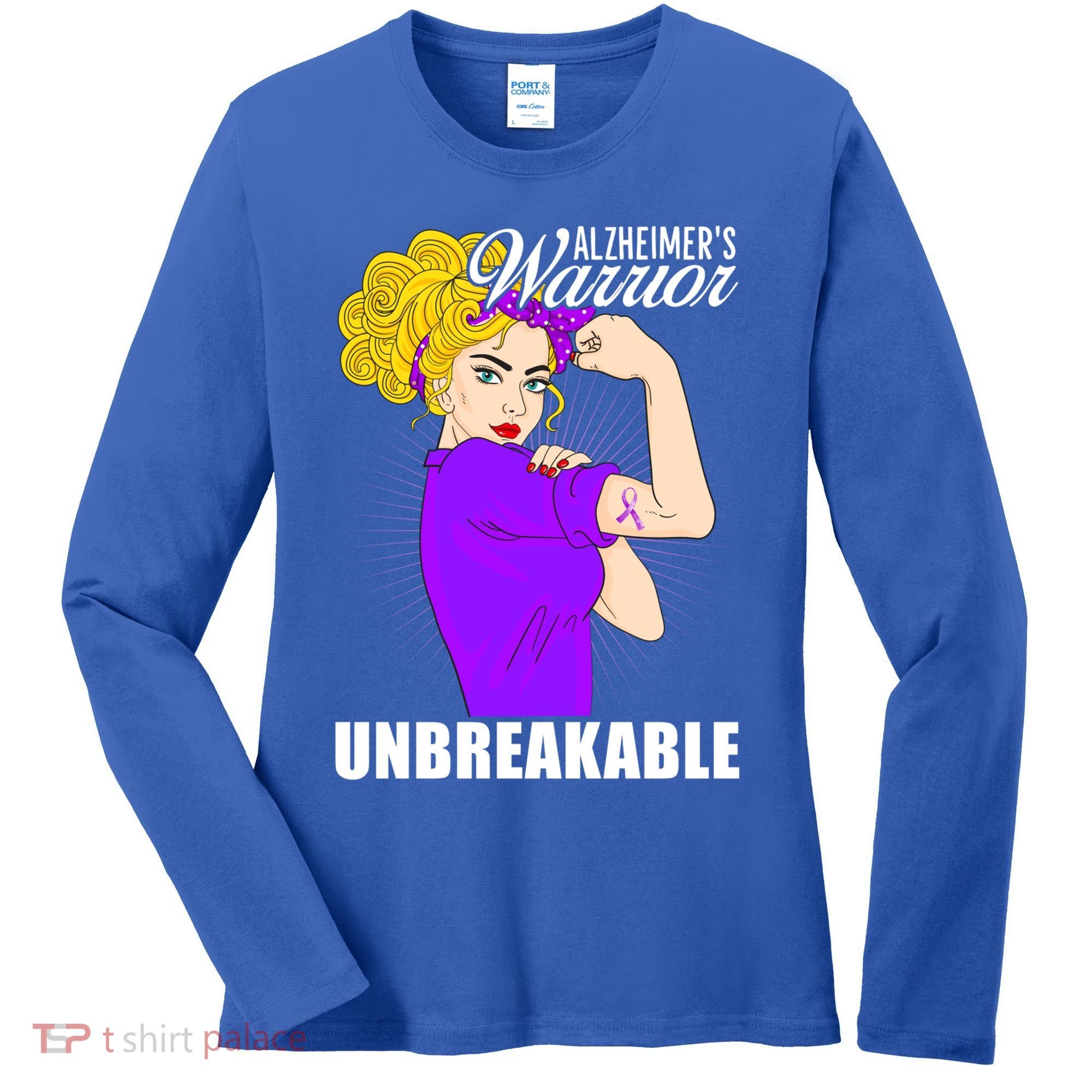 Alzheimers Warrior Unbreakable Cute Gift Alzheimer's Awareness Funny Gift Women's Long Sleeve Shirt