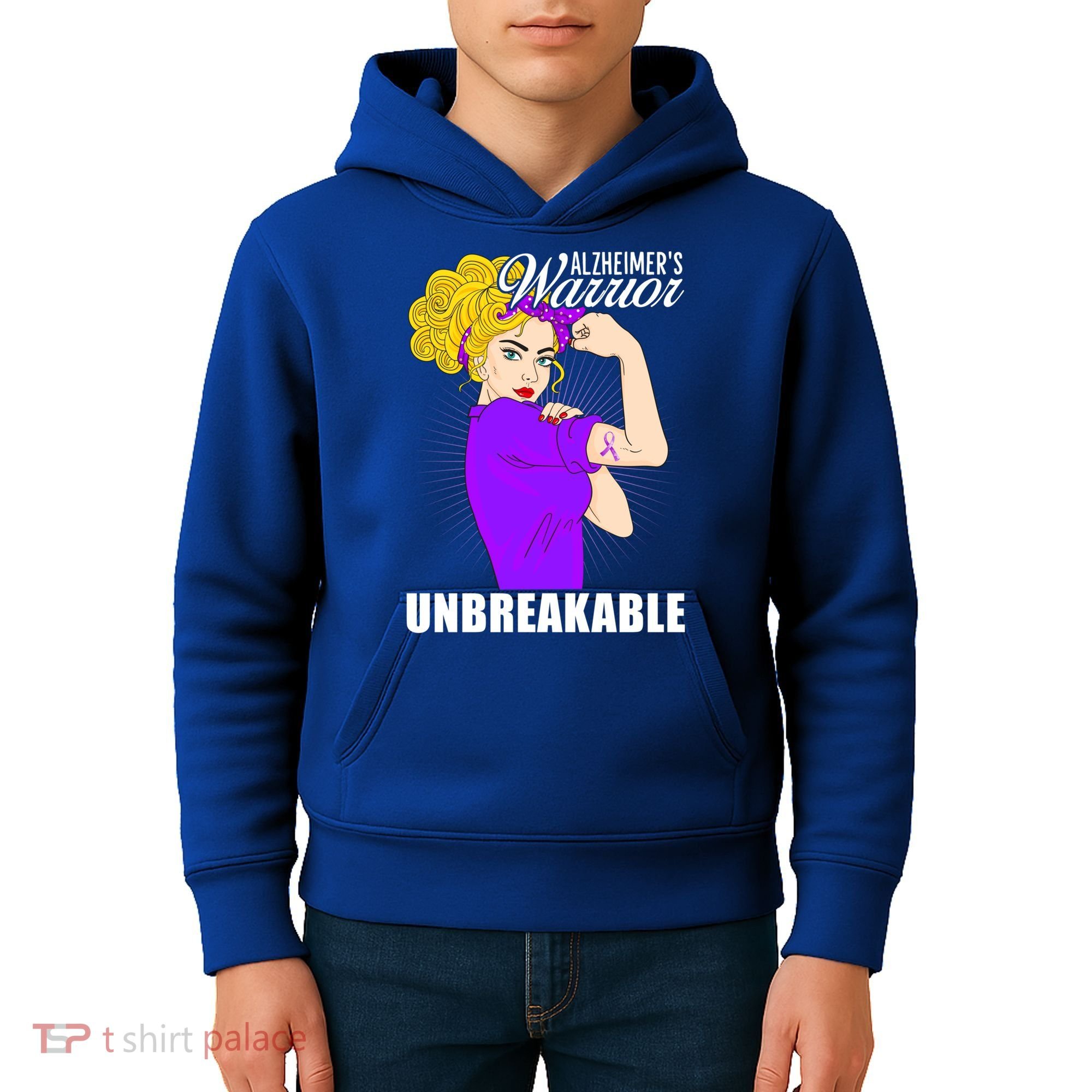 Alzheimers Warrior Unbreakable Cute Gift Alzheimer's Awareness Funny Gift Kids Hoodie
