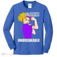 Alzheimers Warrior Unbreakable Cute Gift Alzheimer's Awareness Funny Gift Kids Long Sleeve Shirt thumb 0