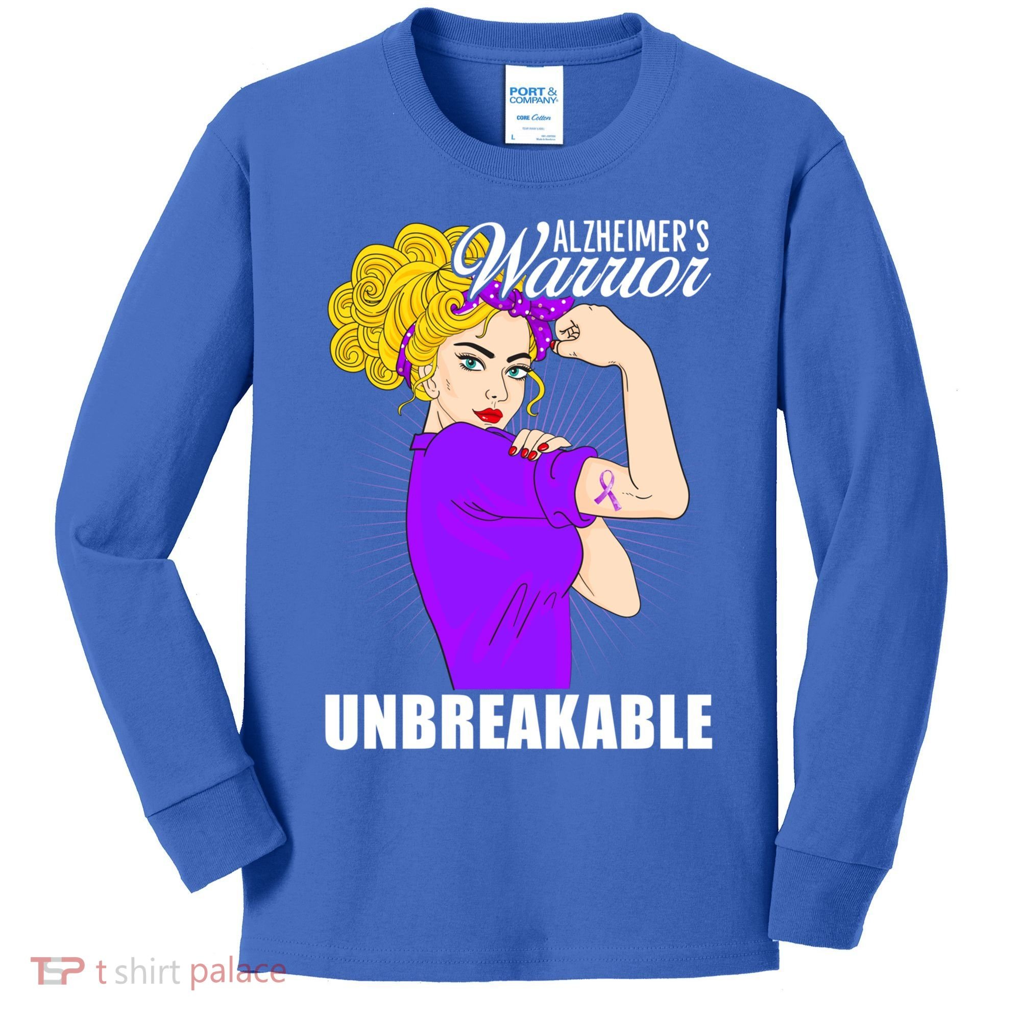 Alzheimers Warrior Unbreakable Cute Gift Alzheimer's Awareness Funny Gift Kids Long Sleeve Shirt