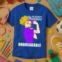 Alzheimers Warrior Unbreakable Cute Gift Alzheimer's Awareness Funny Gift Kids T-Shirt thumb 3