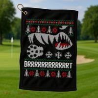 A10 Warthog Ugly Xmas Sweater Style Fighter Jet Usaf Gift Golf Towel thumb 1