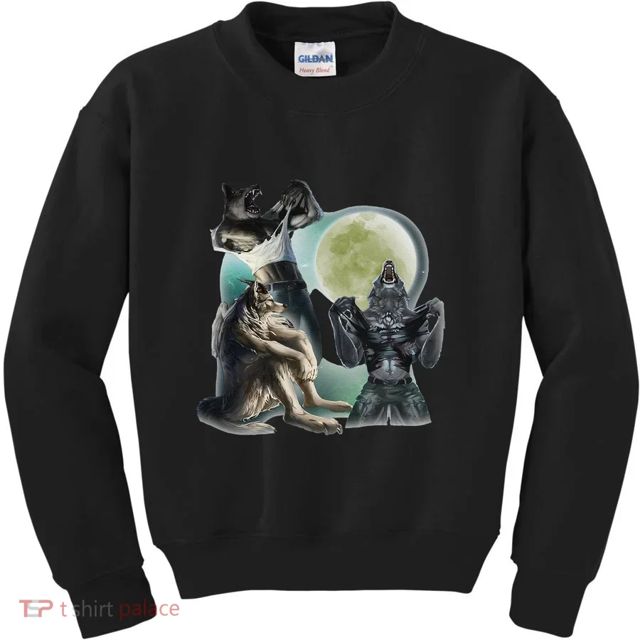 Alpha Wolf Vintage 90s Wolf Moon Dark Meme Kids Sweatshirt