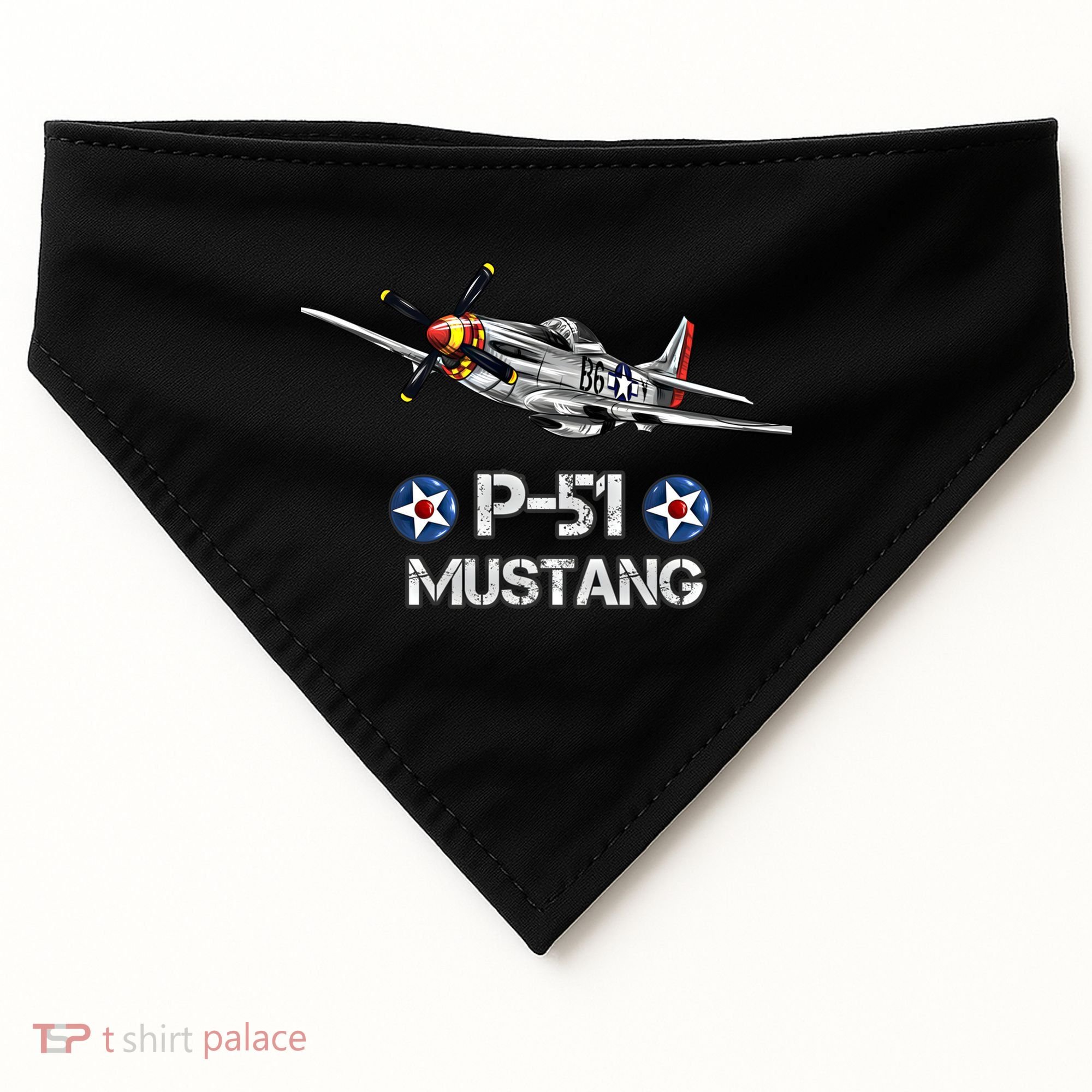 American World War 2 Pcool Gift51 Mustang Fighter Airplane Gift USA-Made Doggie Bandana