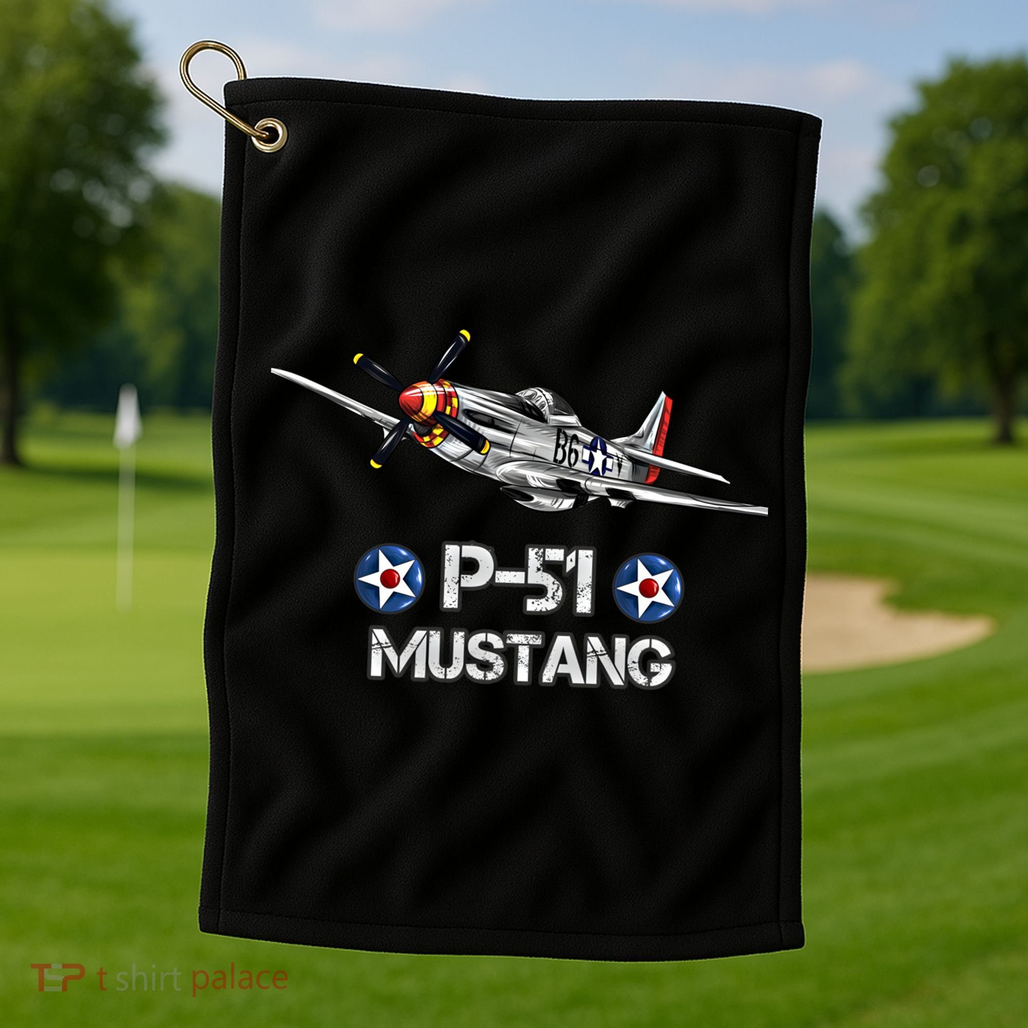 American World War 2 Pcool Gift51 Mustang Fighter Airplane Gift Golf Towel