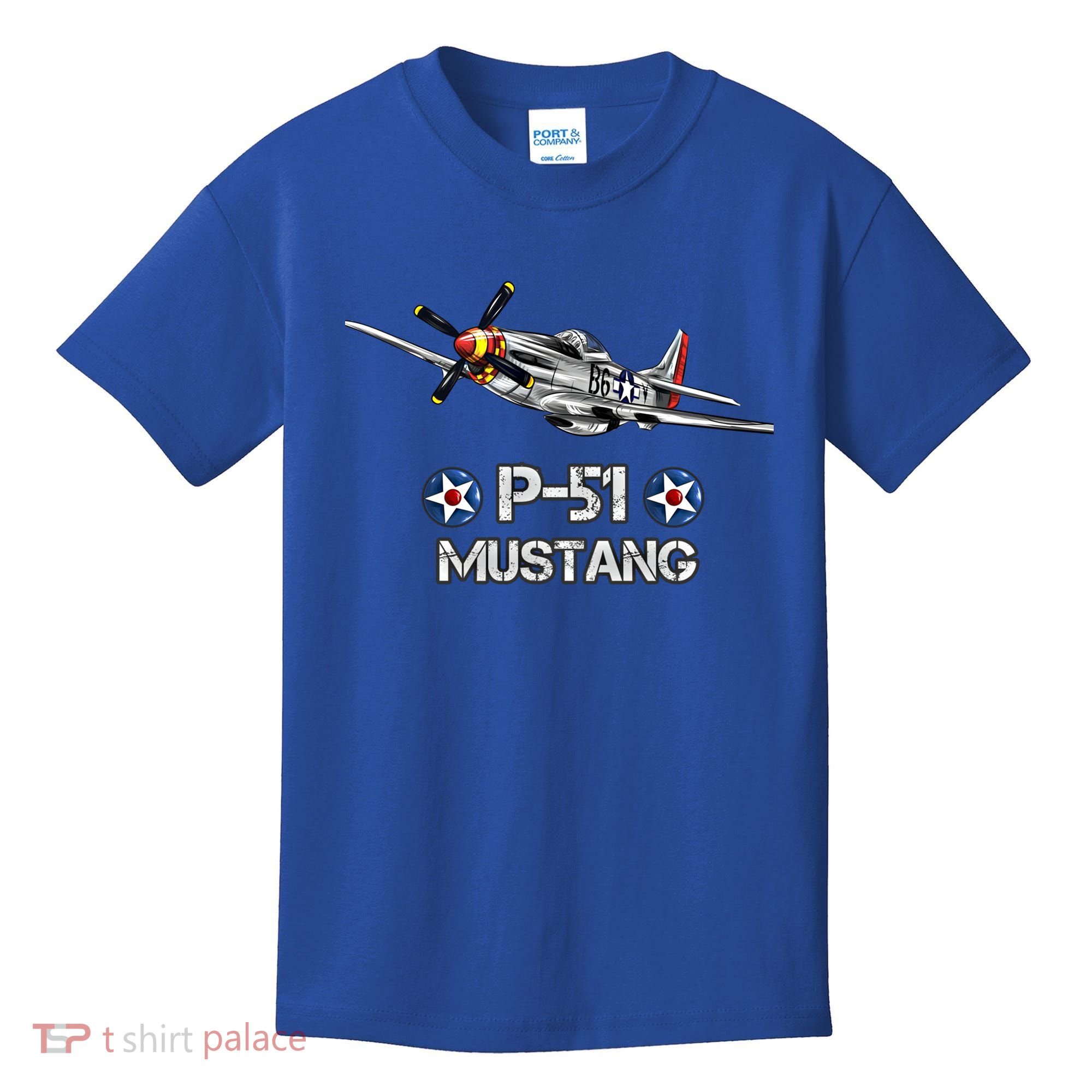 American World War 2 Pcool Gift51 Mustang Fighter Airplane Gift Kids T-Shirt