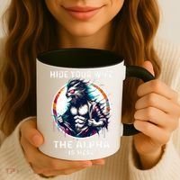 Alpha Wolf Werewolf Meme For Wolf Meme Hide Your Wife The Alpha Is Here Coffee Mug thumb 3