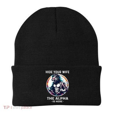 Alpha Wolf Werewolf Meme For Wolf Meme Hide Your Wife The Alpha Is Here Beanie