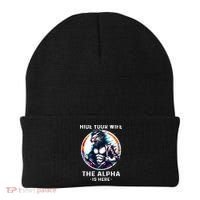Alpha Wolf Werewolf Meme For Wolf Meme Hide Your Wife The Alpha Is Here Beanie thumb 0