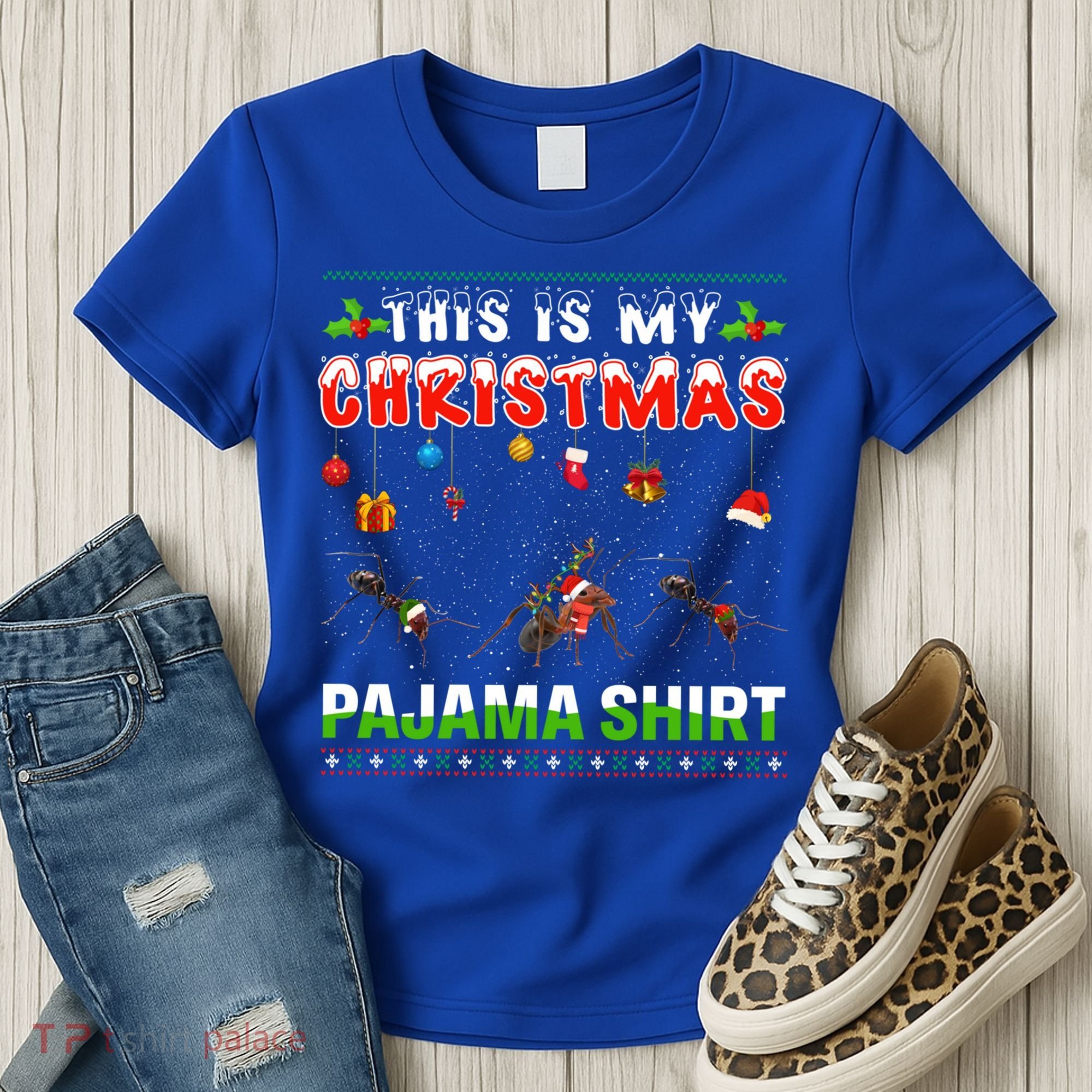 Ant Xmas Animals Squad This Is My Christmas Pajama Gift Women's T-Shirt