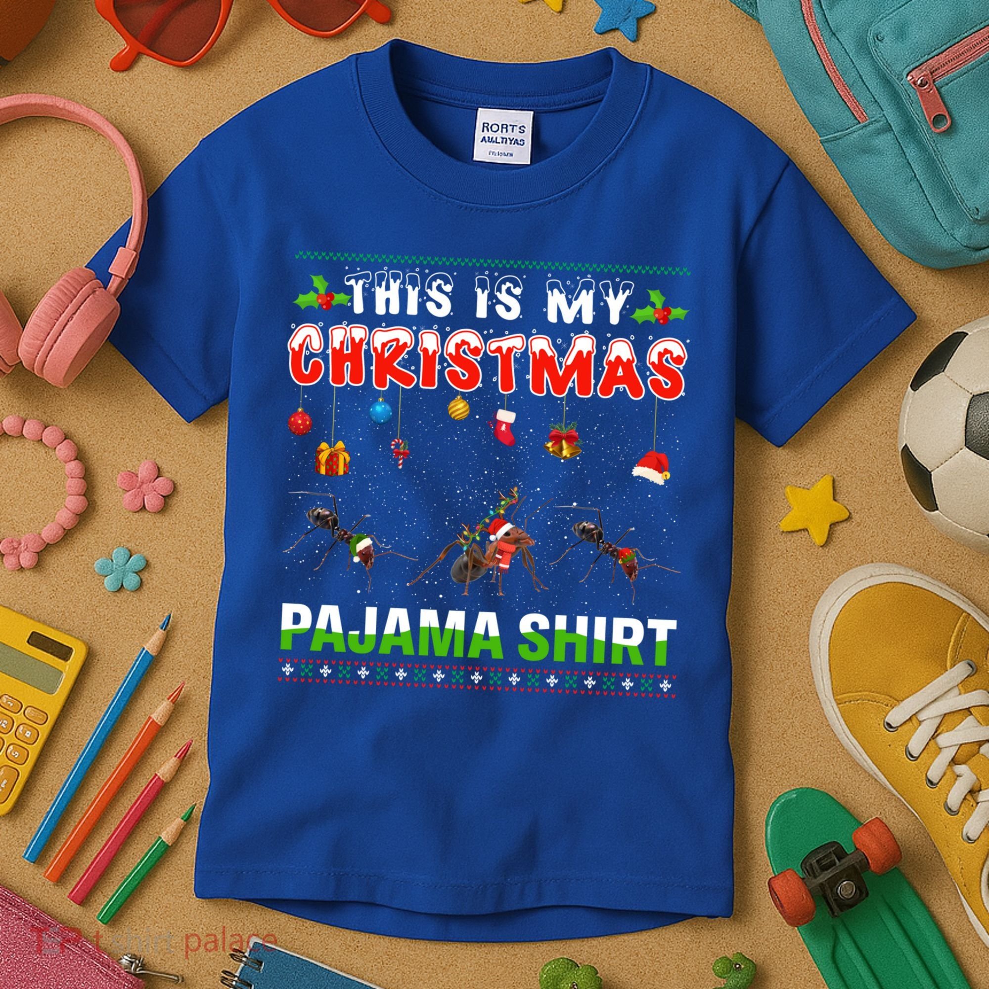 Ant Xmas Animals Squad This Is My Christmas Pajama Gift Kids T-Shirt