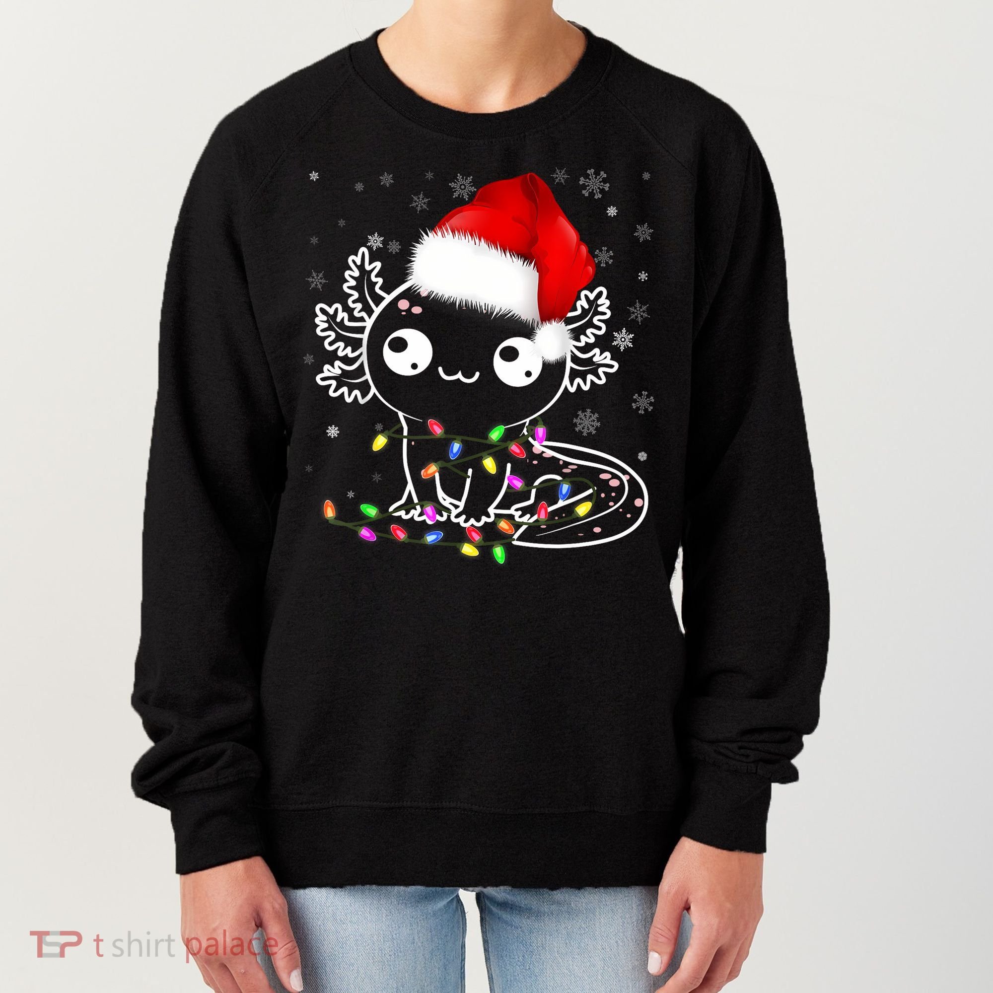 Axolotl Xmas Hat Santa Tree Cute Funny Christmas Pajama Women's Sweatshirt