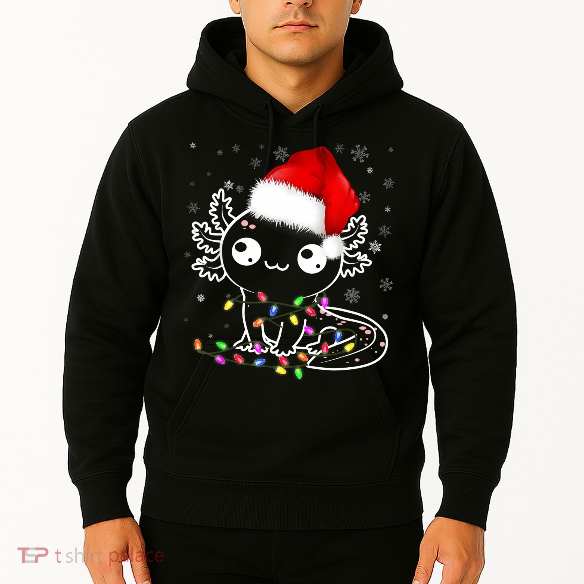 Axolotl Xmas Hat Santa Tree Cute Funny Christmas Pajama Hoodie