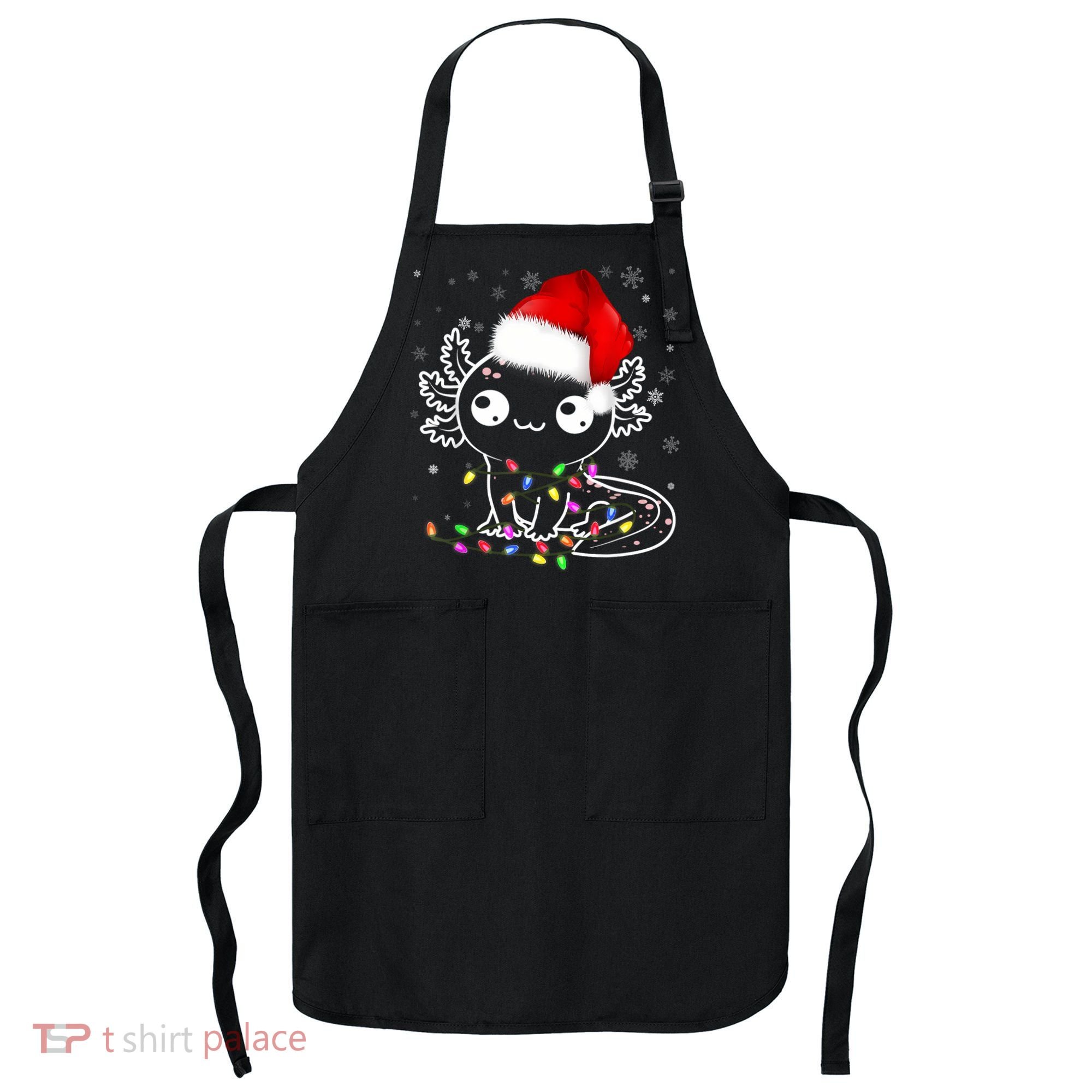 Axolotl Xmas Hat Santa Tree Cute Funny Christmas Pajama Apron