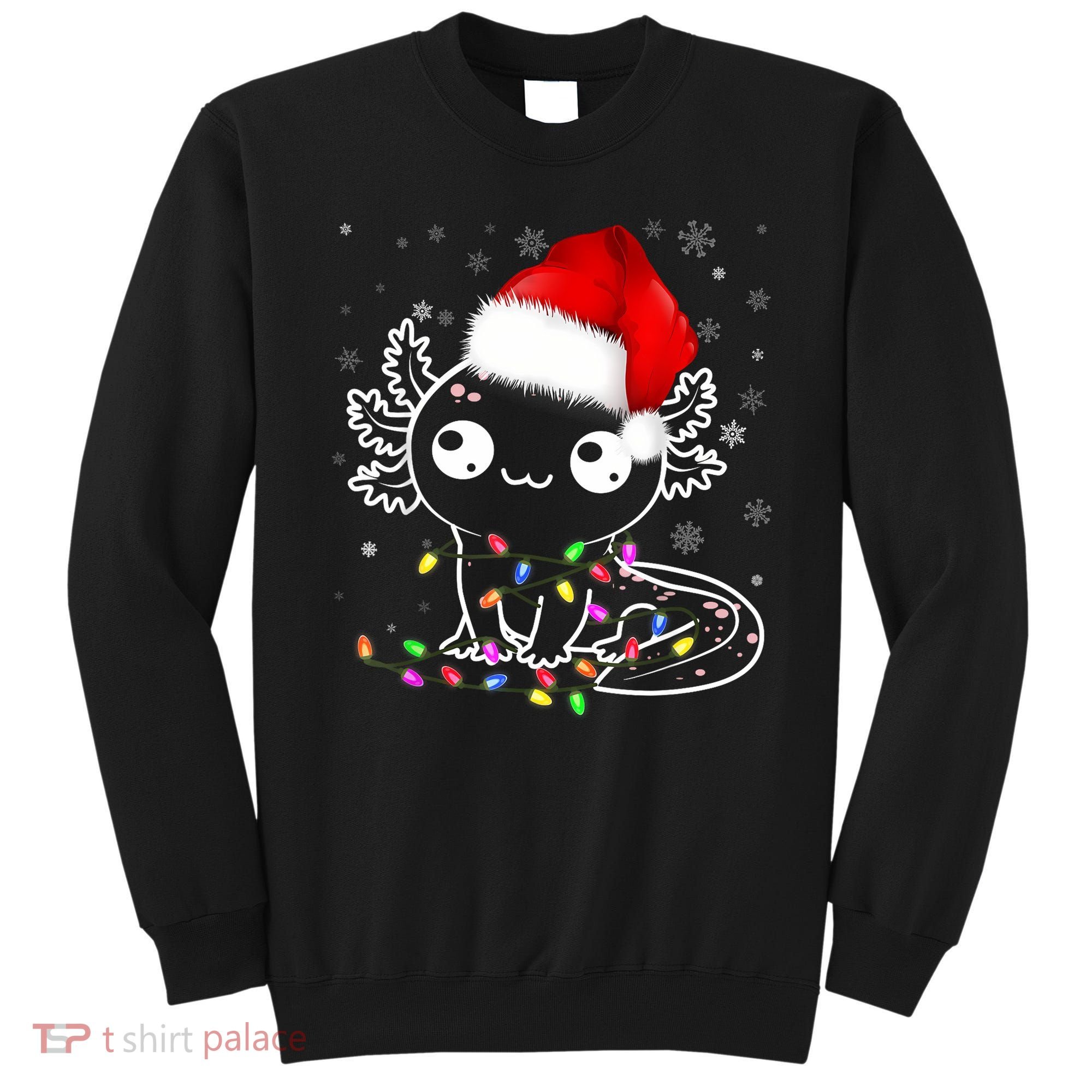 Axolotl Xmas Hat Santa Tree Cute Funny Christmas Pajama Sweatshirt