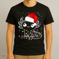 Axolotl Xmas Hat Santa Tree Cute Funny Christmas Pajama T-Shirt thumb 3