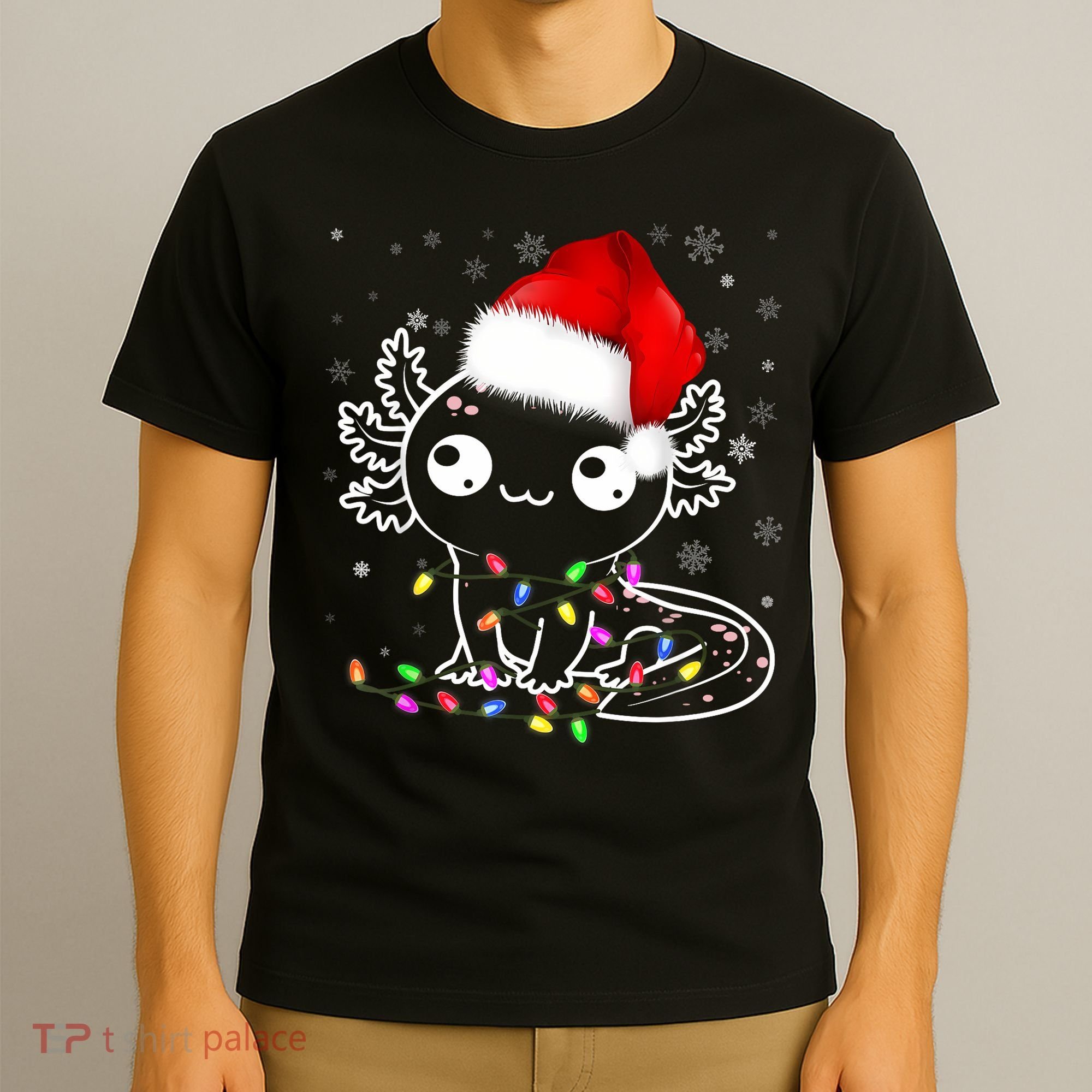 Axolotl Xmas Hat Santa Tree Cute Funny Christmas Pajama T-Shirt
